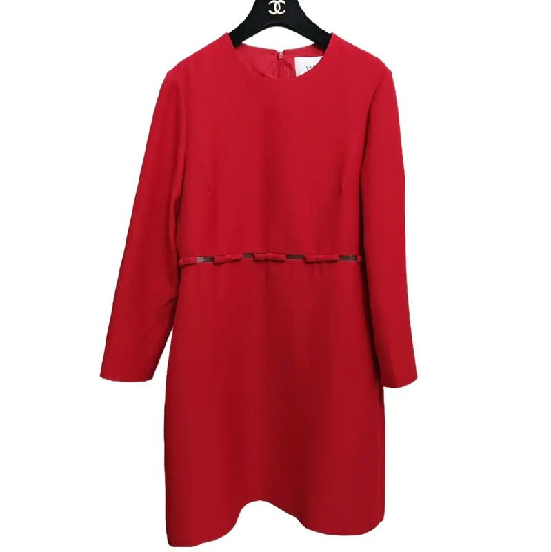 Valentino Valentino Red Long Sleeve Dress for Women 0089 Size L / US 10 / IT 46 - 1 Thumbnail