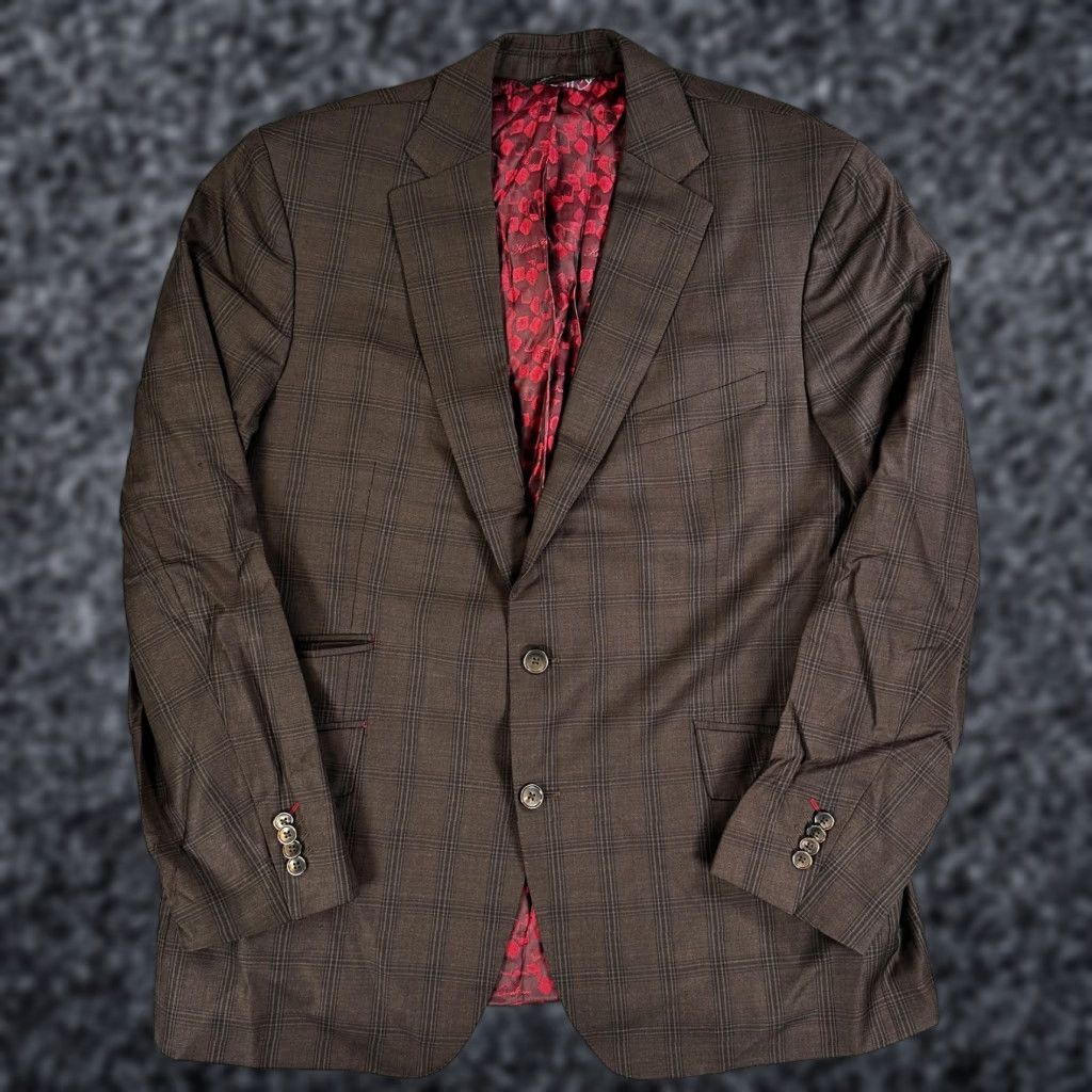 Robert Graham Robert Graham Sport Coat Mens 42 Brown Plaid Wool Two Button Blazer Lined Size 42R - 1 Thumbnail