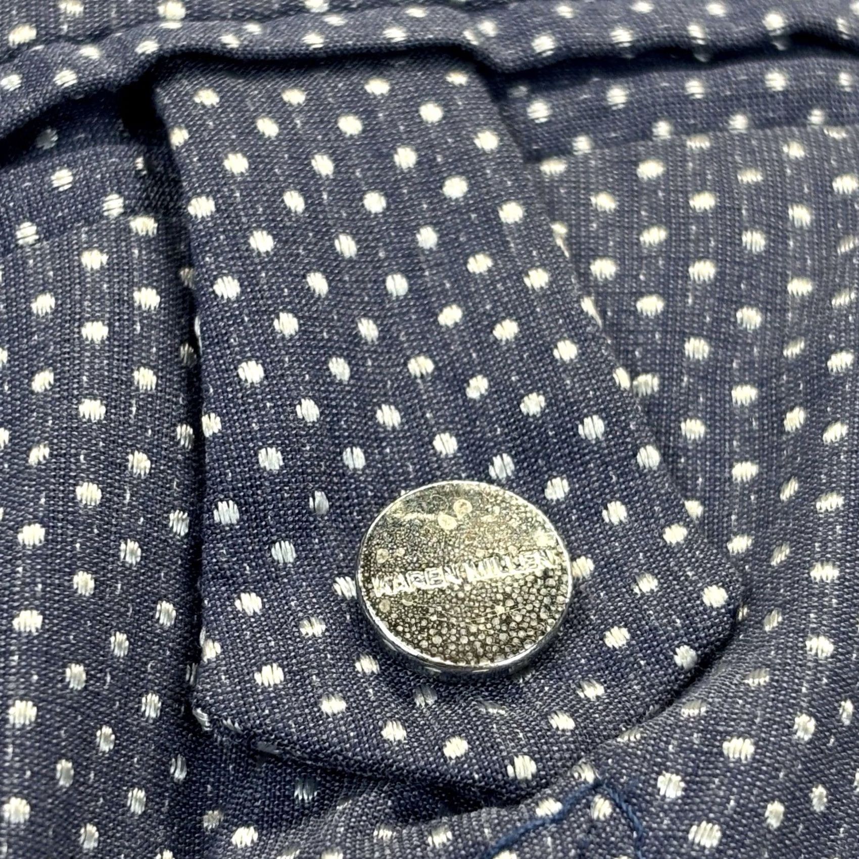 Karen Millen Karen Millen Blue Silver Polka Spot Belt Military Shirt Dress UK12 Midi Buttoned Silver Snap Size XL / US 12-14 / IT 48-50 - 6 Thumbnail