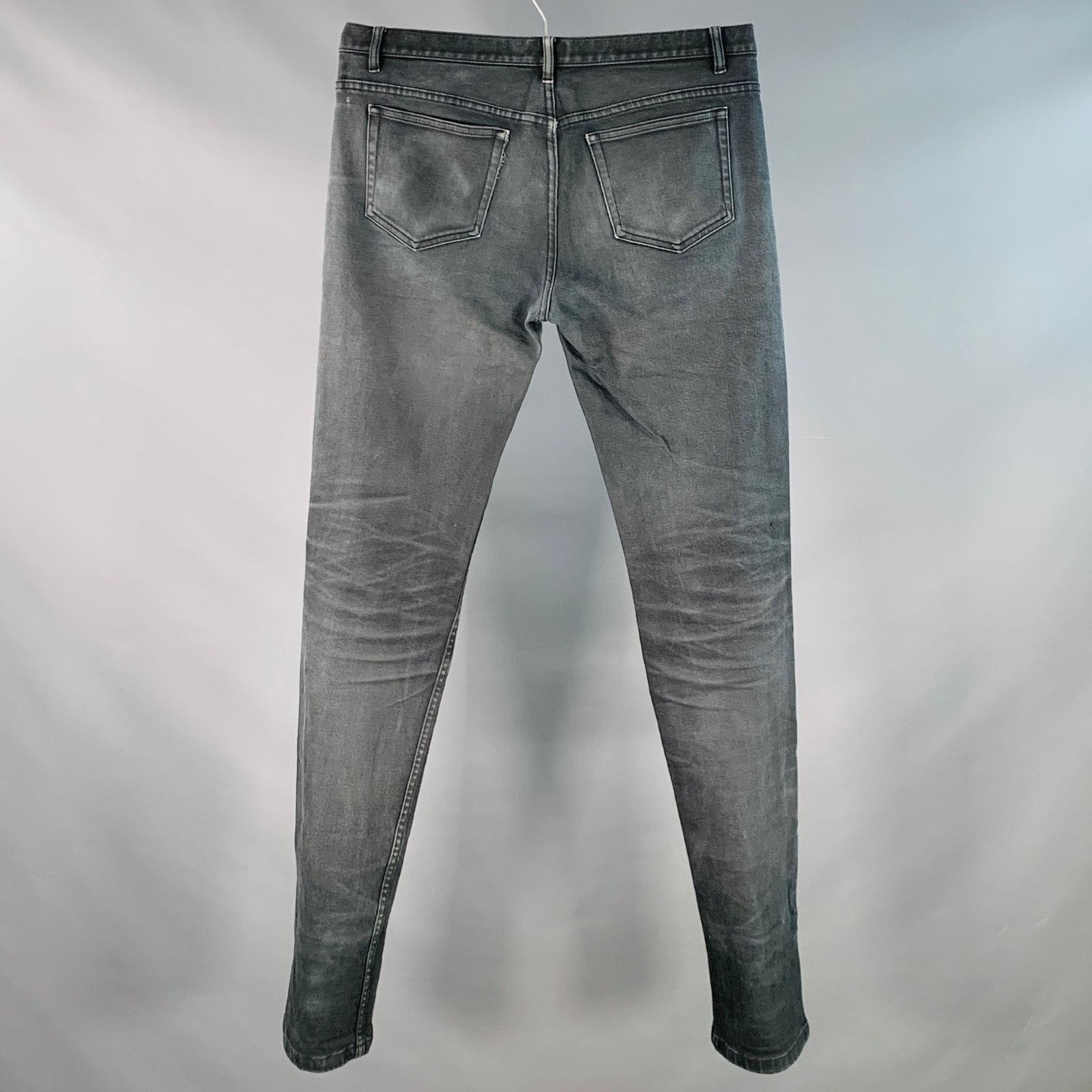 A.P.C. 33 Grey Cotton Blend Twill Slim Tapered Button Fly Jeans Size US 33 - 2 Thumbnail