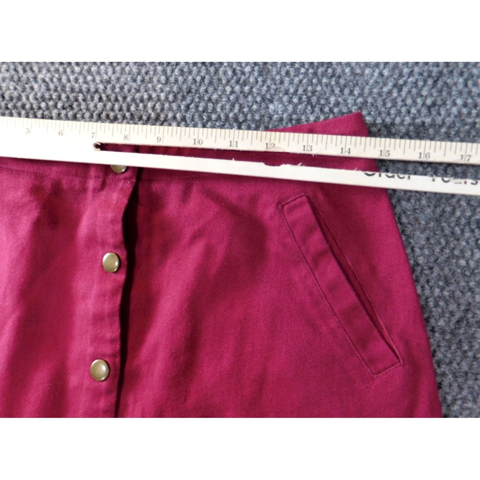 Vintage Harper Skirt A-Line Women Medium Red Knee Length Snap Casual Denim Cotton Modern Designer Size 32" / US 10 / IT 46 - 6 Thumbnail