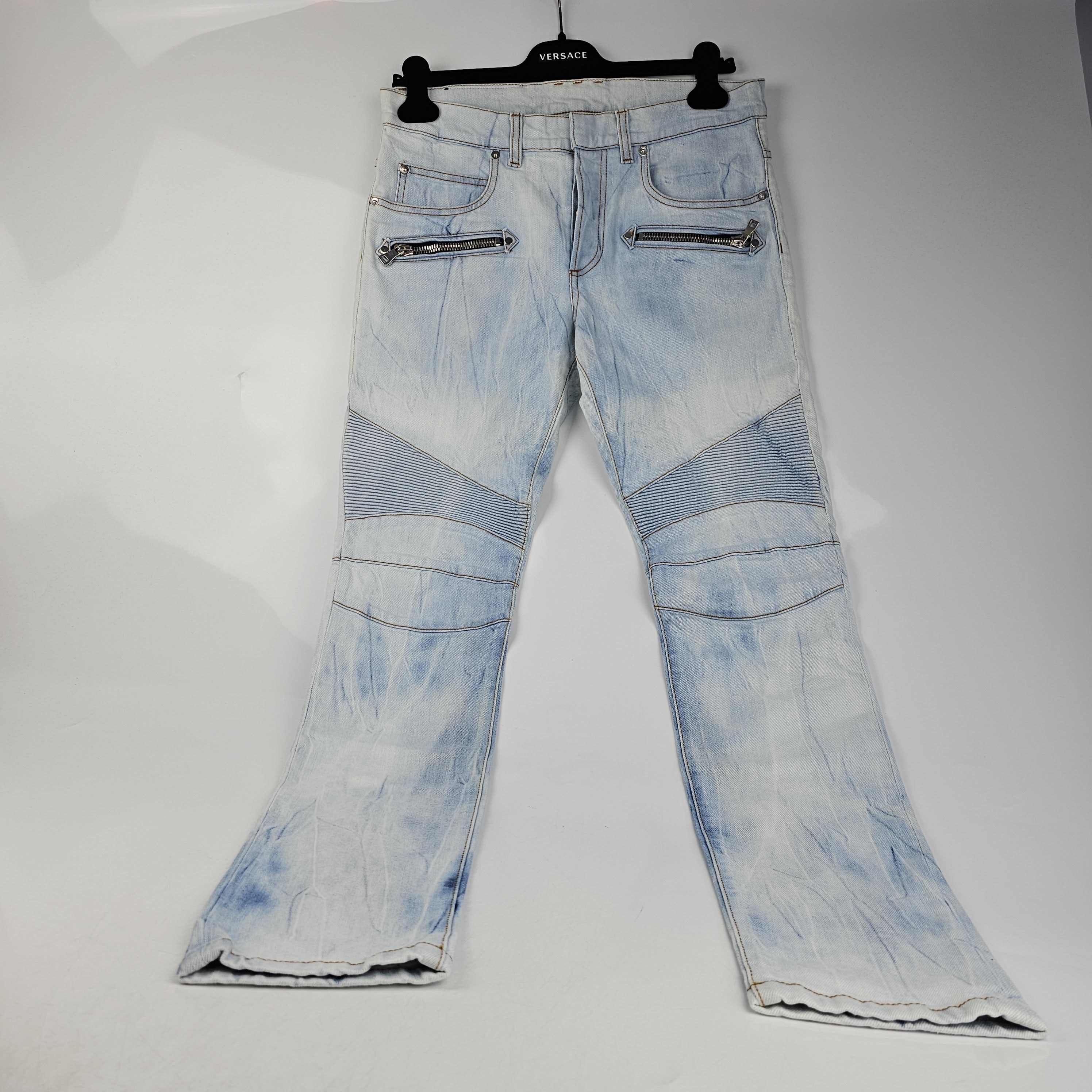 Balmain Blue Biker Skinny Authentic $950 Jeans Size 29 - www 