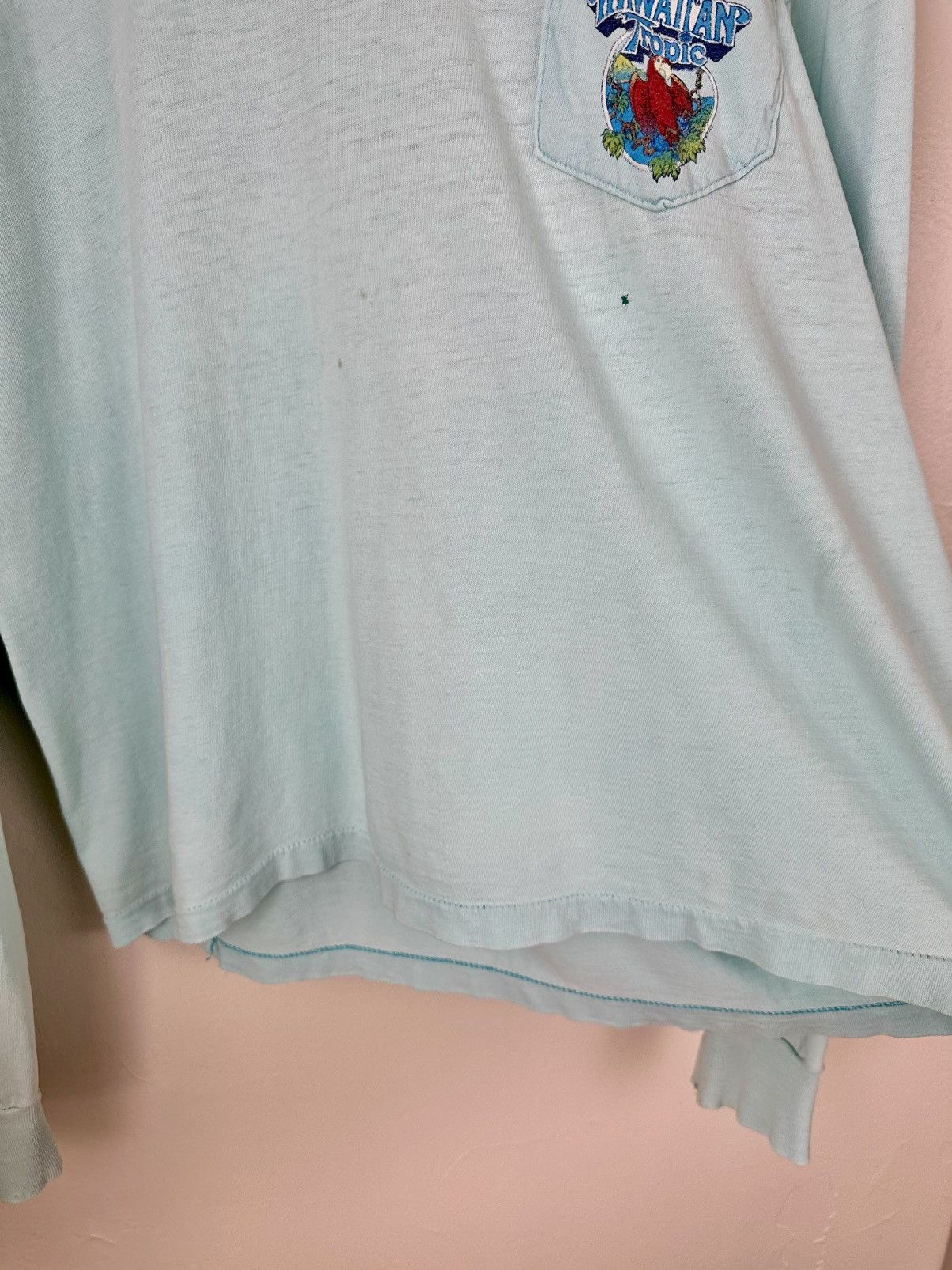 Vintage (XL) 80’s THRASHED TROPICAL VINTAGE Blue Long-sleeve Tee Size US XL / EU 56 / 4 - 9 Thumbnail