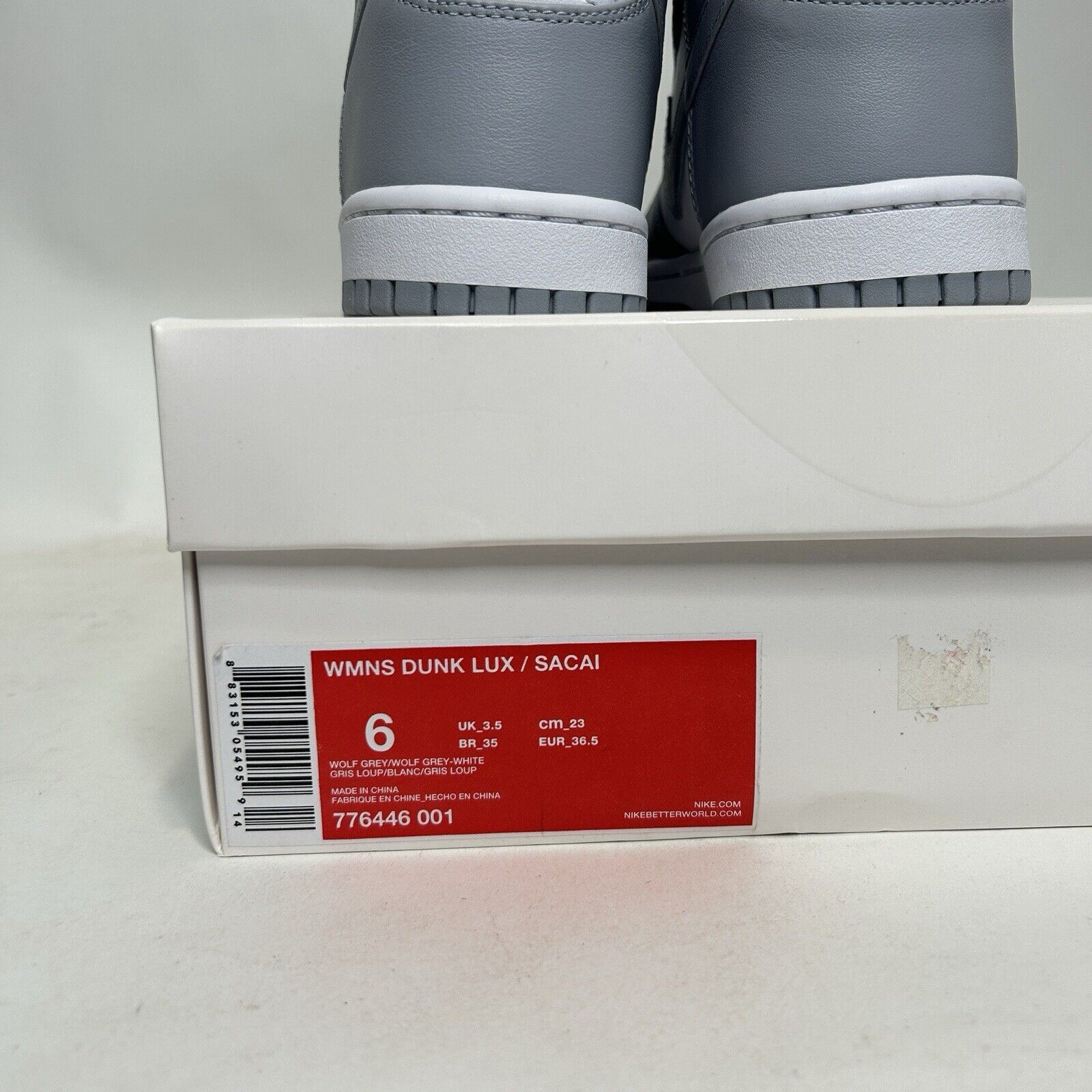 Nike Nike sacai x NikeLab x Dunk Lux “Wolf Grey” 2024 Size US 6 / IT 36 - 5 Thumbnail