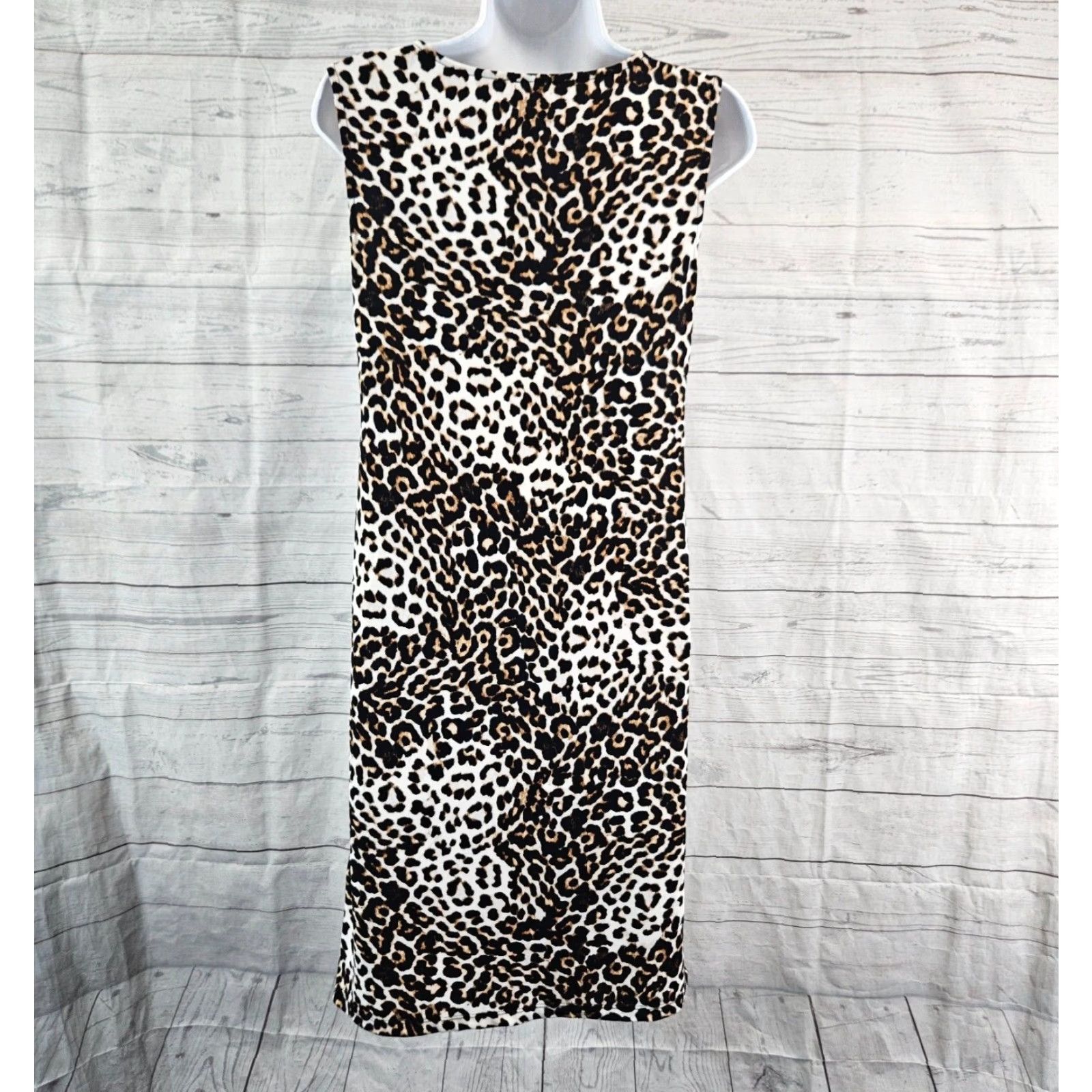 Vintage Chico's Womens Dress S Small Black Brown Animal Print Sleeveless Sheath Size S / US 4 / IT 40 - 4 Thumbnail