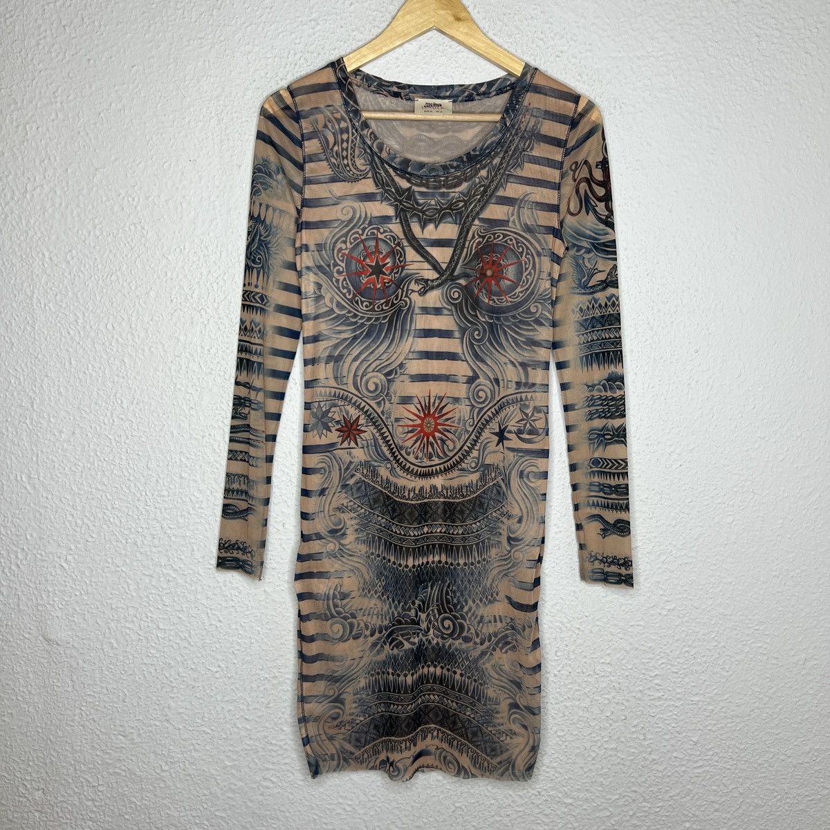 Jean Paul Gaultier Jean Paul Gaultier Mesh Top Tattoo Long Sleeve Mini Dress Size M / US 6-8 / IT 42-44 - 1 Thumbnail