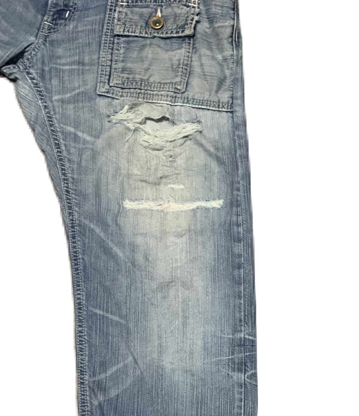 Edwin Vintage Edwin Work 503 Blue Trip Straight Jeans Distressed Size US 38 / EU 54 - 6 Thumbnail