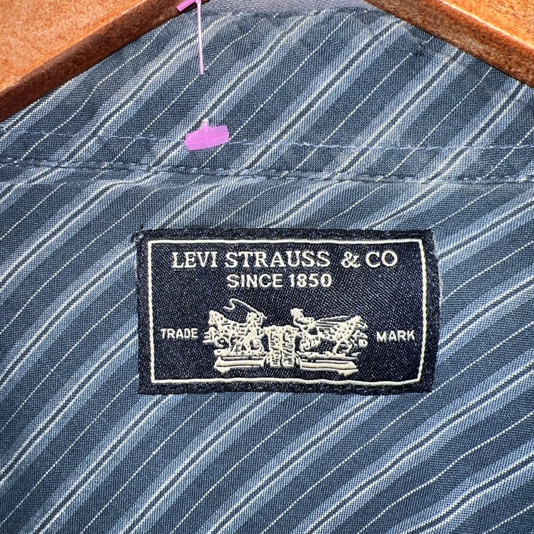 Levi's VINTAGE Levi's Button-Up Shacket Mens XL Blue Flannel Solid Long Sleeve Missing 2 Buttons Size US XL / EU 56 / 4 - 4 Thumbnail