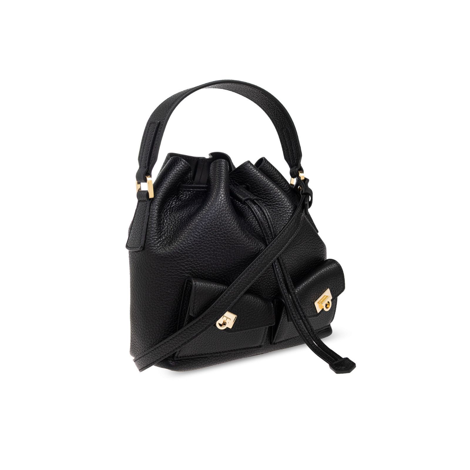 Salvatore Ferragamo FERRAGAMO Multipocket Black Drawstring Bucket Bag New & Auth Size ONE SIZE - 3 Thumbnail