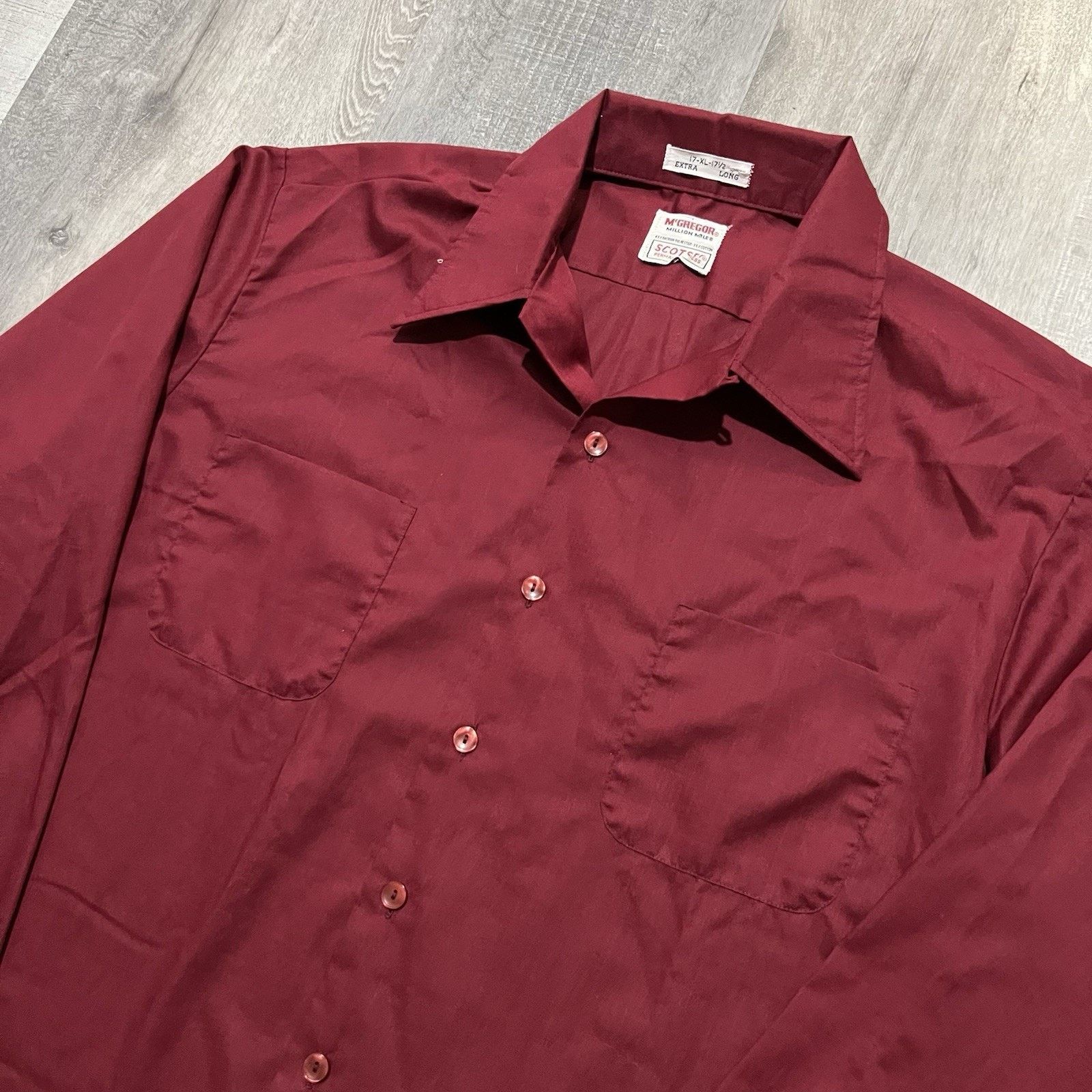 McGregor McGregor 60s Permanent Press Loop Collar Dark Red Shirt Size US XL / EU 56 / 4 - 3 Thumbnail