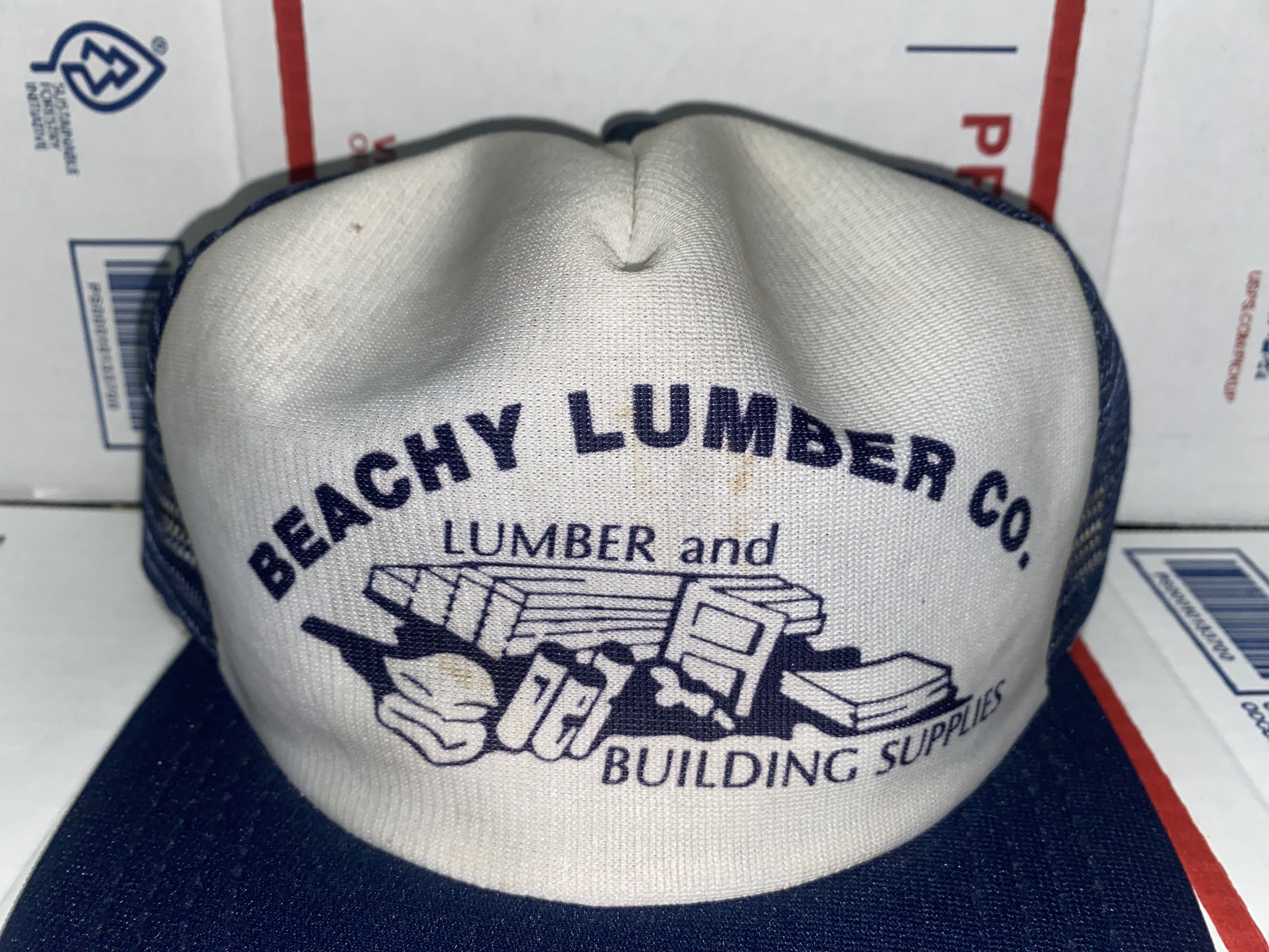 Vintage vtg Snapback Hat mesh Trucker Cap BEACHY LUMBER Co. Company Size ONE SIZE - 2 Thumbnail