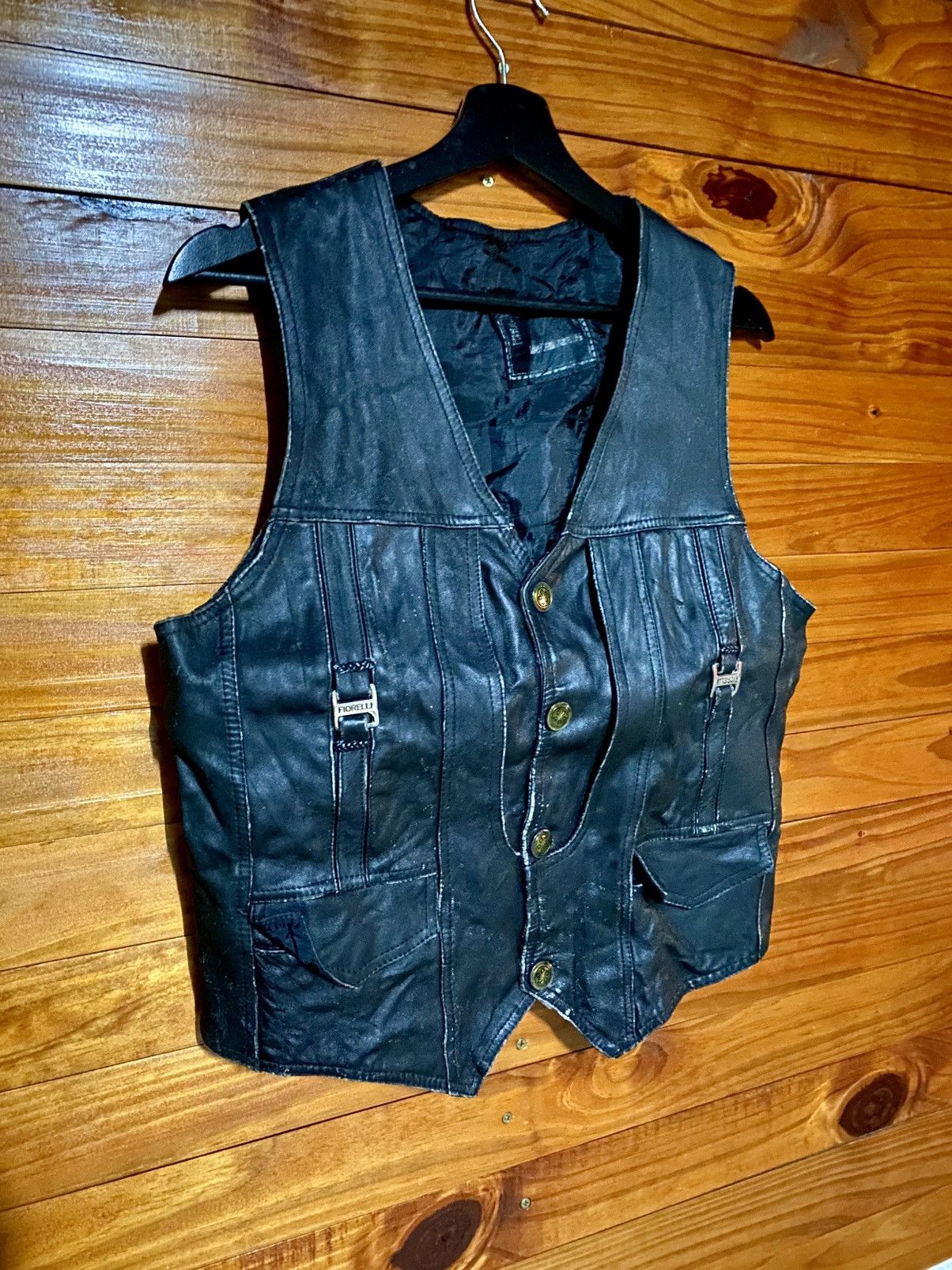 Giorgio Fiorelli Vintage Fiorelli Black Leather Western Biker Waistcoat Size US S / EU 44-46 / 1 - 5 Thumbnail