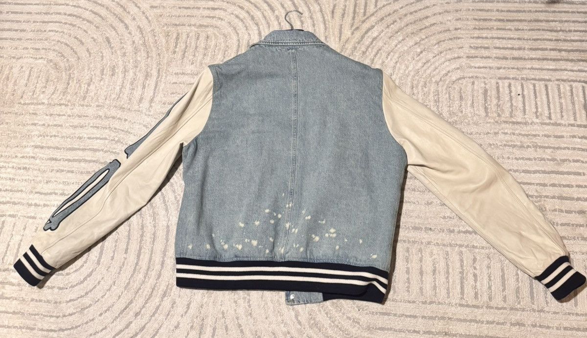Amiri Amiri Blue Denim Leather Bones Varsity Jacket Size US M / EU 48-50 / 2 - 3 Thumbnail