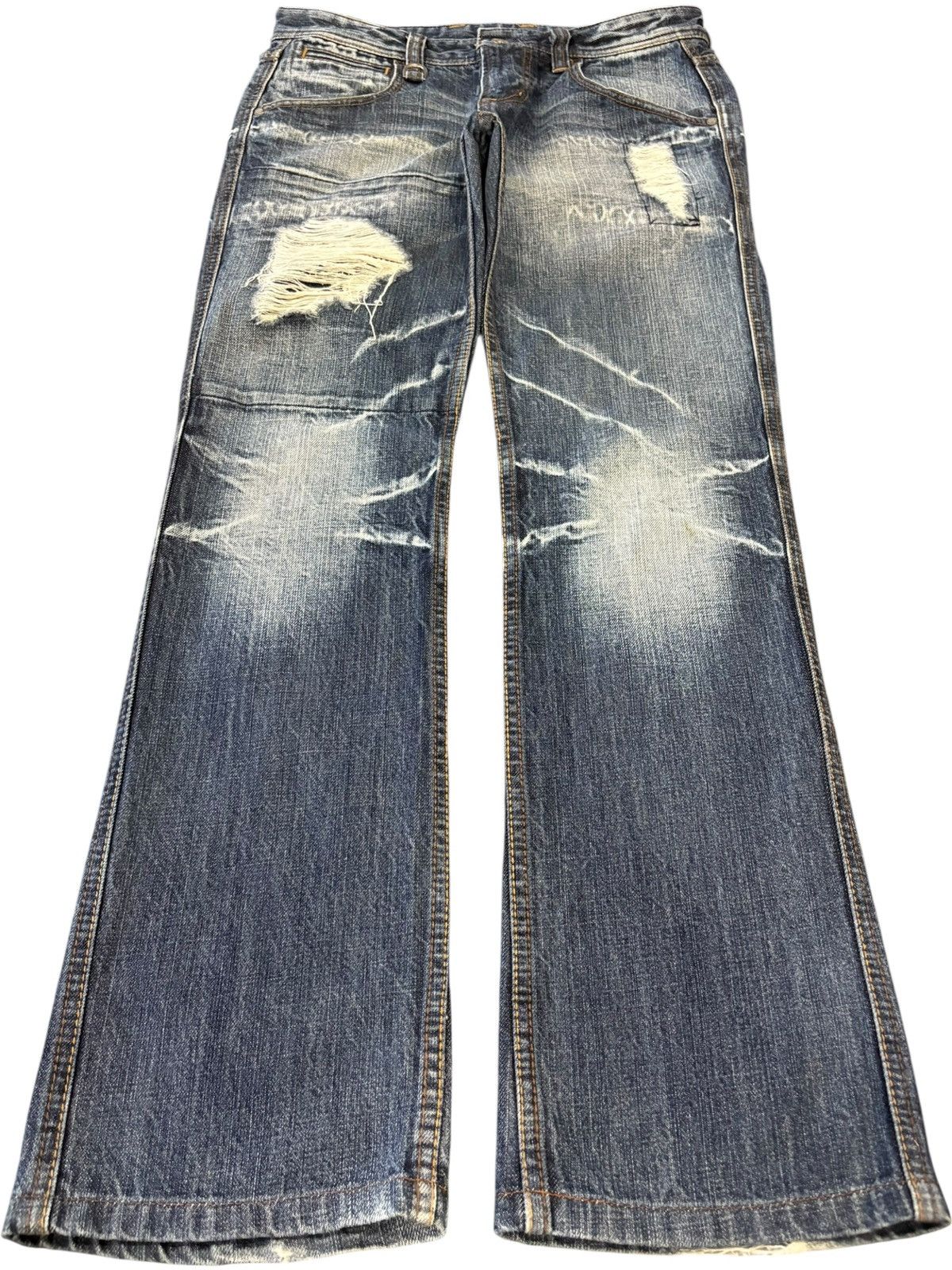 HIDEAWAYS Vintage Hideaway Nicole Crazy Fade Distressed Bootcut Jeans Size 31" - 1 Thumbnail