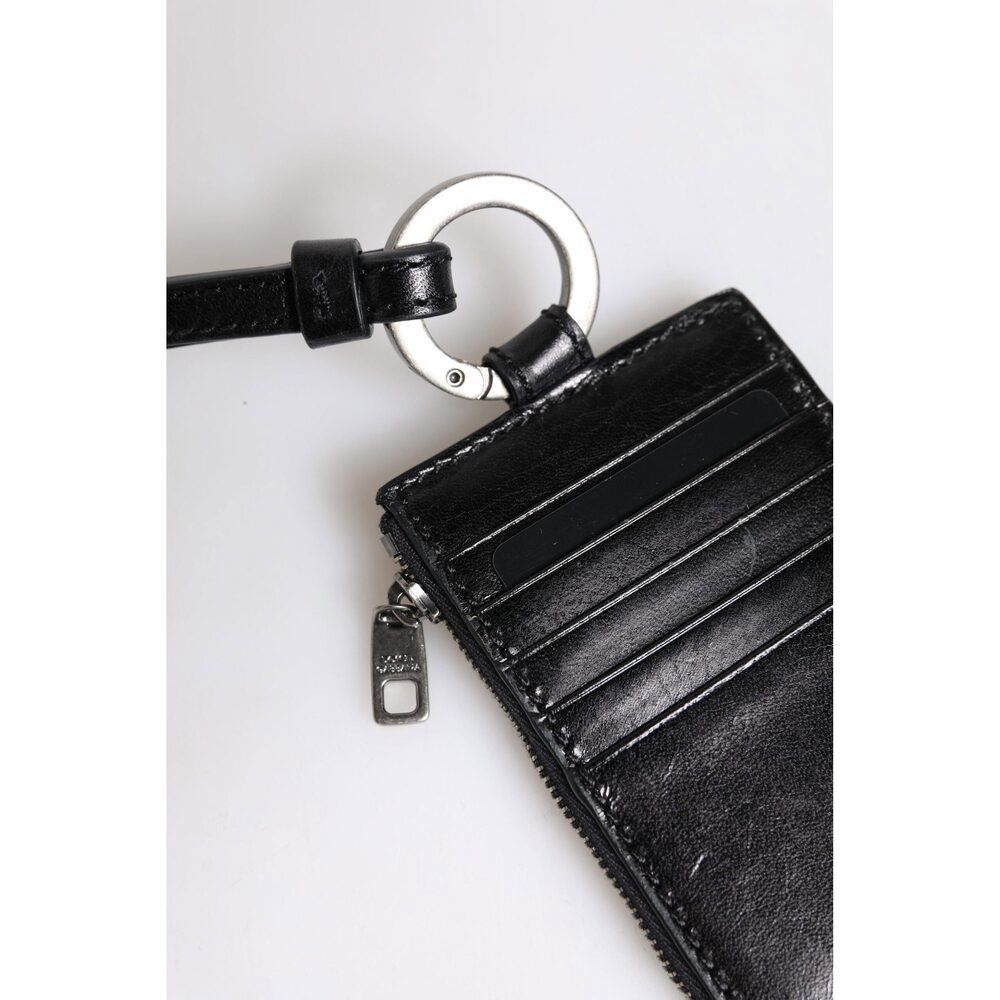 Dolce & Gabbana Dolce & Gabbana Black Leather Logo Embossed Lanyard Card Hol Size ONE SIZE - 5 Thumbnail