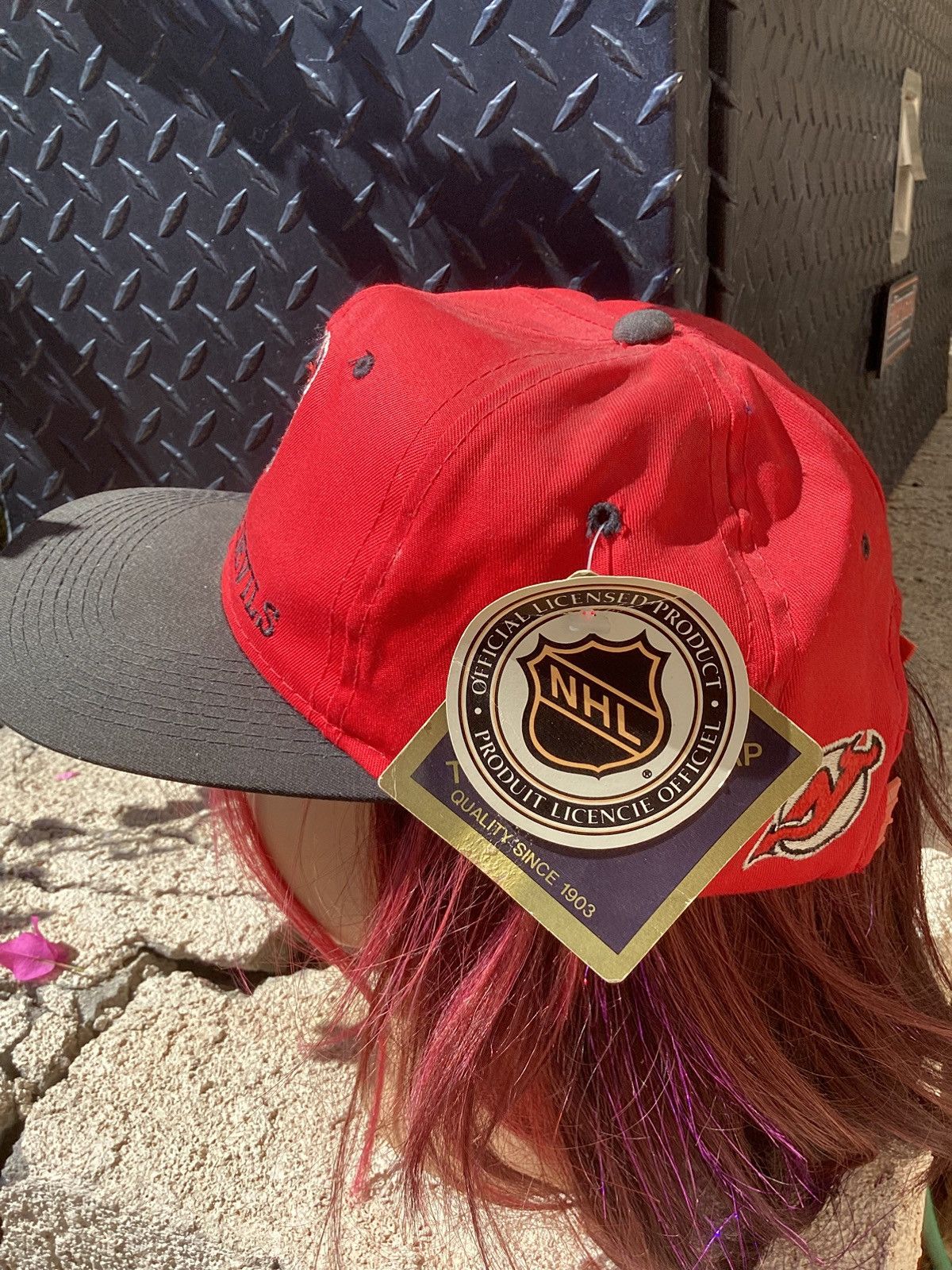Other VTG 90s New Jersey Devils NHL hockey snapback strap damage Size ONE SIZE - 2 Thumbnail