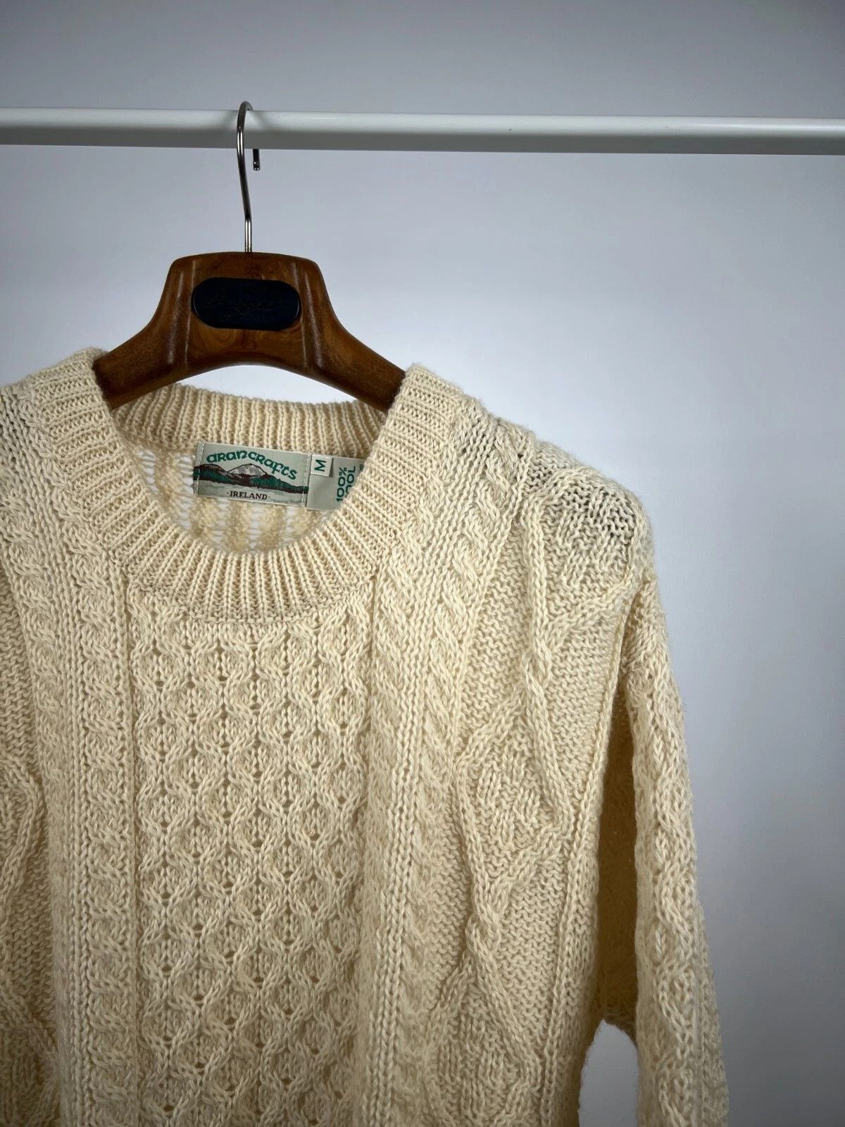 Aran Crafts Aran Crafts Ivory Cable Knit Crewneck Wool Fisherman Sweater Size US M / EU 48-50 / 2 - 4 Thumbnail
