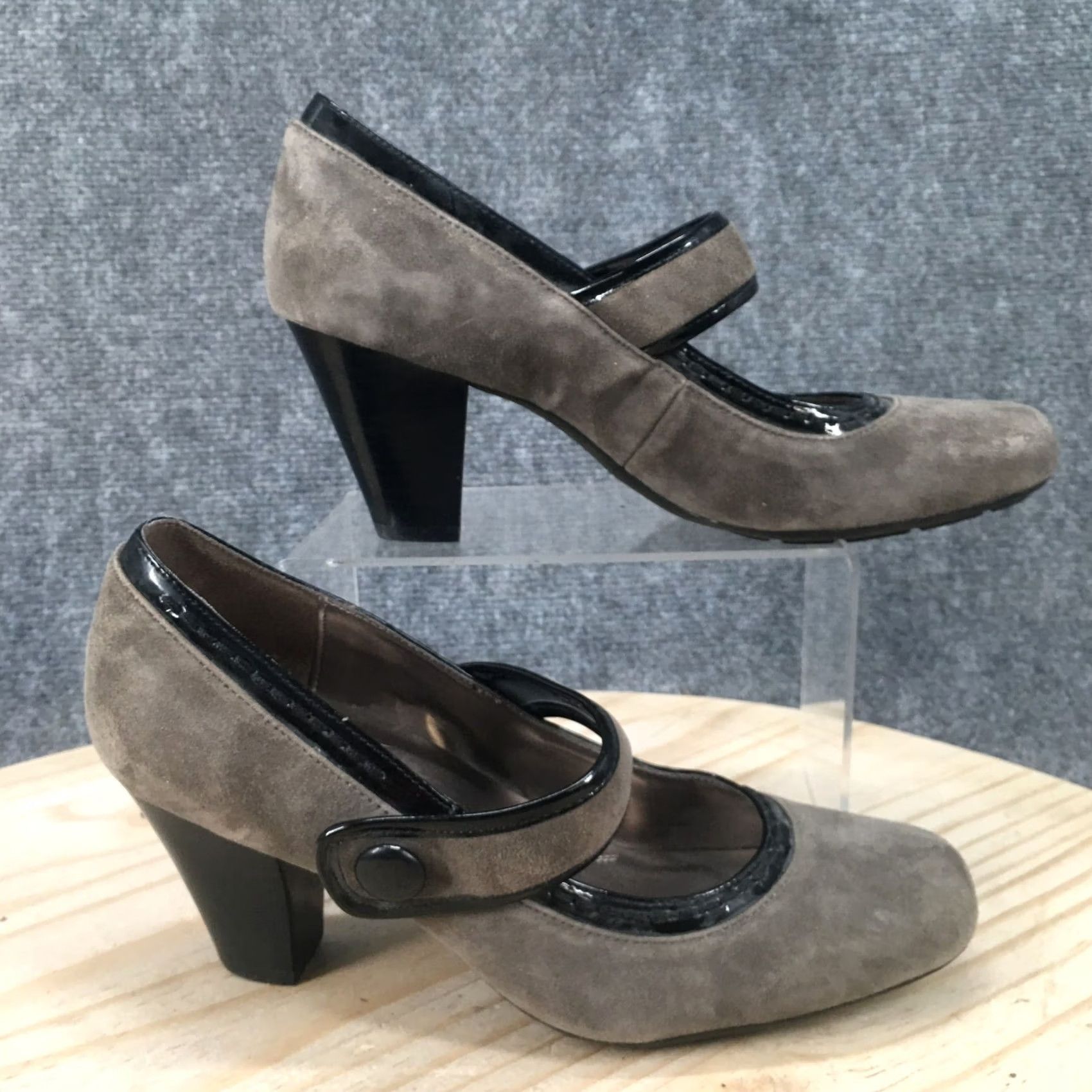 Naturalizer Naturalizer Heels Womens 8.5 Julius Dress Mary Jane Pumps Gray Suede Leather Size M / US 6-8 / IT 42-44 - 2 Thumbnail