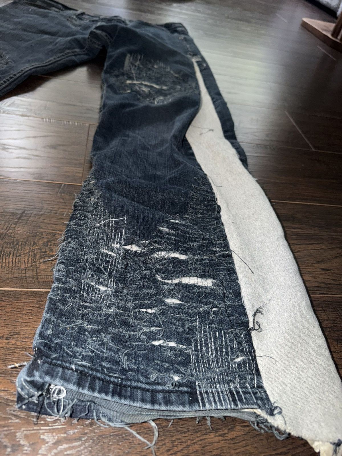 Ends Repair Sample Ends Repair Navy Blue Distressed Flared Denim Pants Size US 34 / EU 50 - 4 Thumbnail