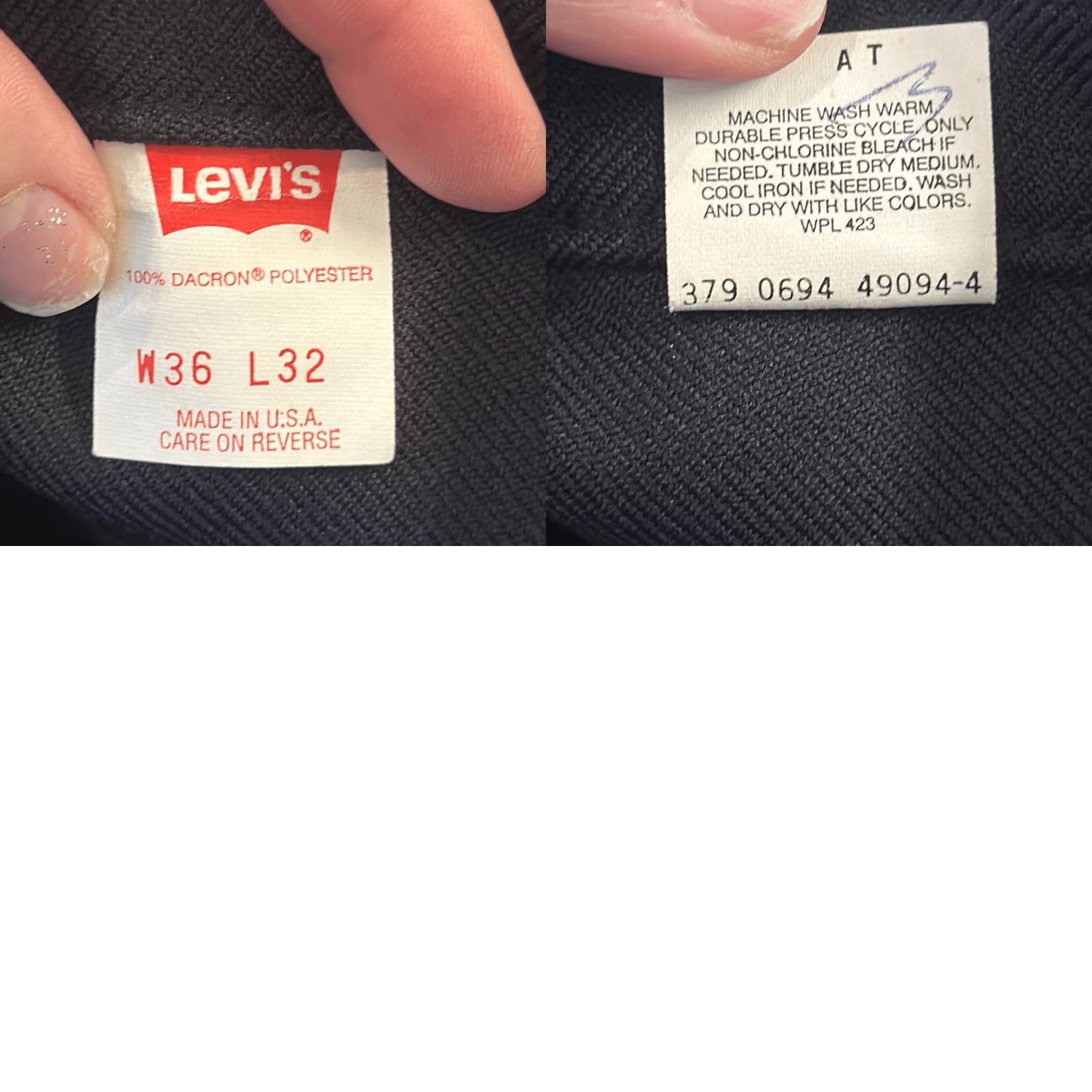 Levi's VINTAGE Levi’s Black Dacron Polyester Pants Trousers Men W36 L32 Made in USA Dress Pants Inseam 32 Size US 36 / EU 52 - 8 Thumbnail