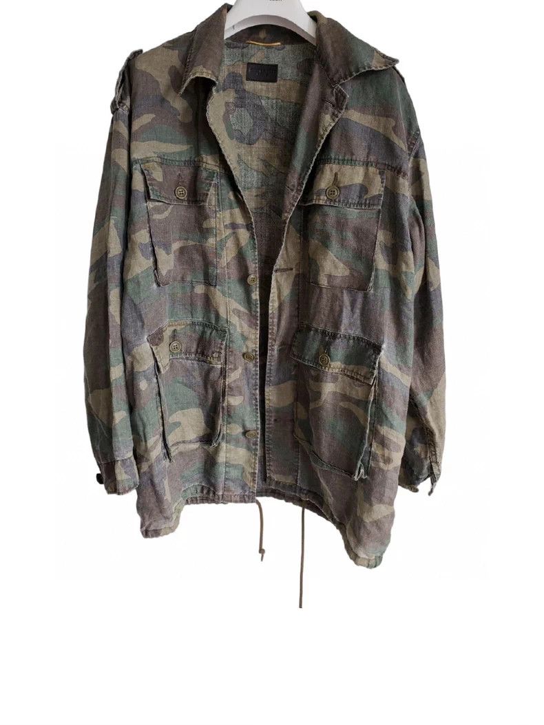 Saint Laurent Paris Saint Laurent Camo Linen Shirt Jacket Size US M / EU 48-50 / 2 - 1 Thumbnail
