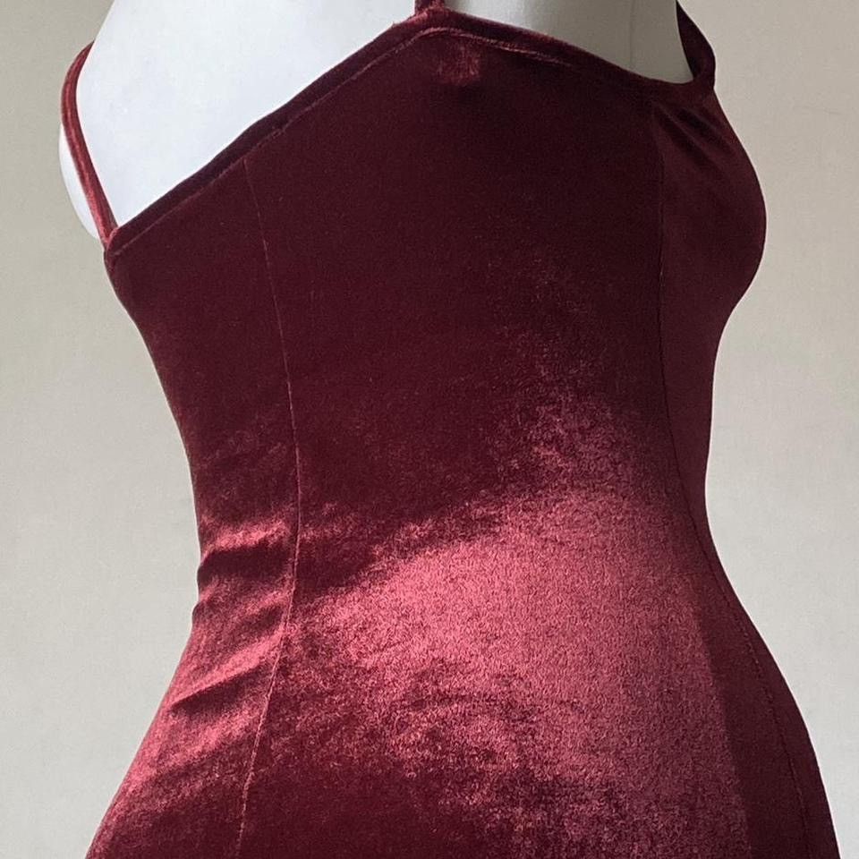 Vintage Dramatic evening maxi red velvet dress Size S / US 4 / IT 40 - 4 Thumbnail