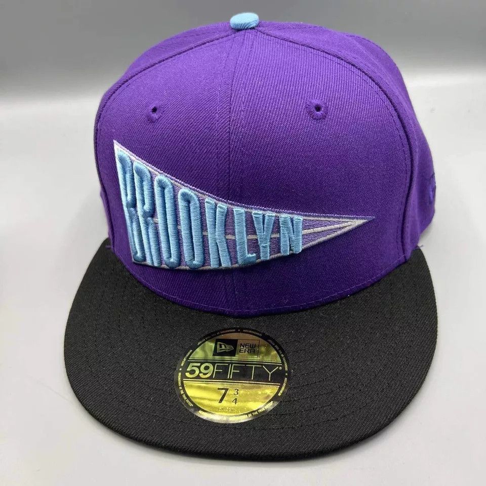 New Era Los Angeles LA Dodgers Hat Men 7 3/4 Purple Black MLB Fitted Size ONE SIZE - 3 Thumbnail