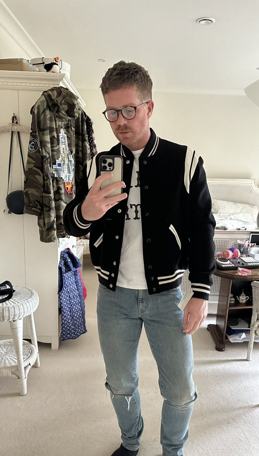 Saint Laurent Paris SS15 Saint Laurent classic black white teddy jacket 52 BNWT Size US L / EU 52-54 / 3 - 3 Thumbnail