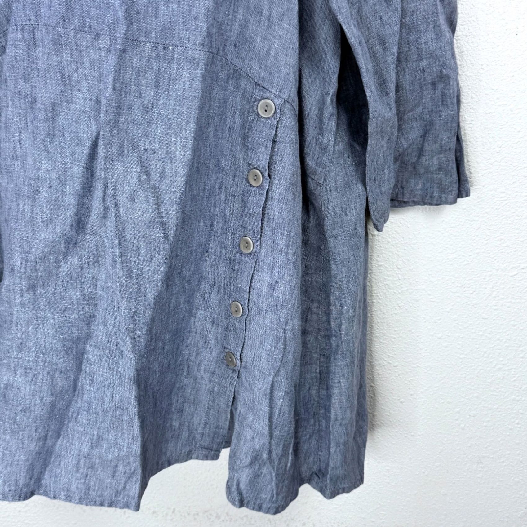 FLAX FLAX Tunic Top Womens Blue 3/4 Sleeve Linen Flax Plus S Tunic Womens Blue 3/4 Sleeve Pullover Size S / US 4 / IT 40 - 3 Thumbnail