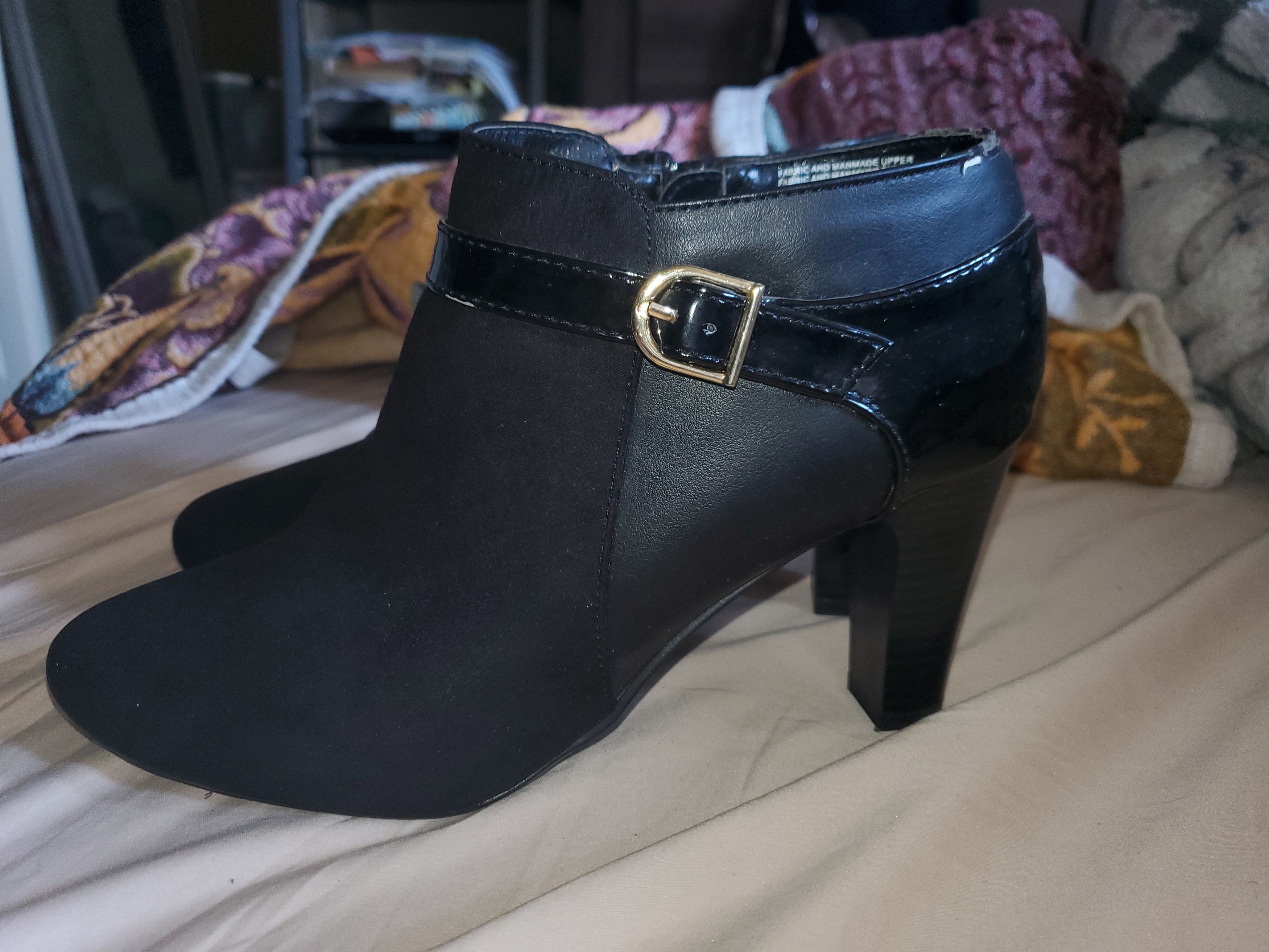 Vintage Vintage Karen Scott black suede + leather ankle boots Size US 9.5 / IT 39.5 - 1 Thumbnail