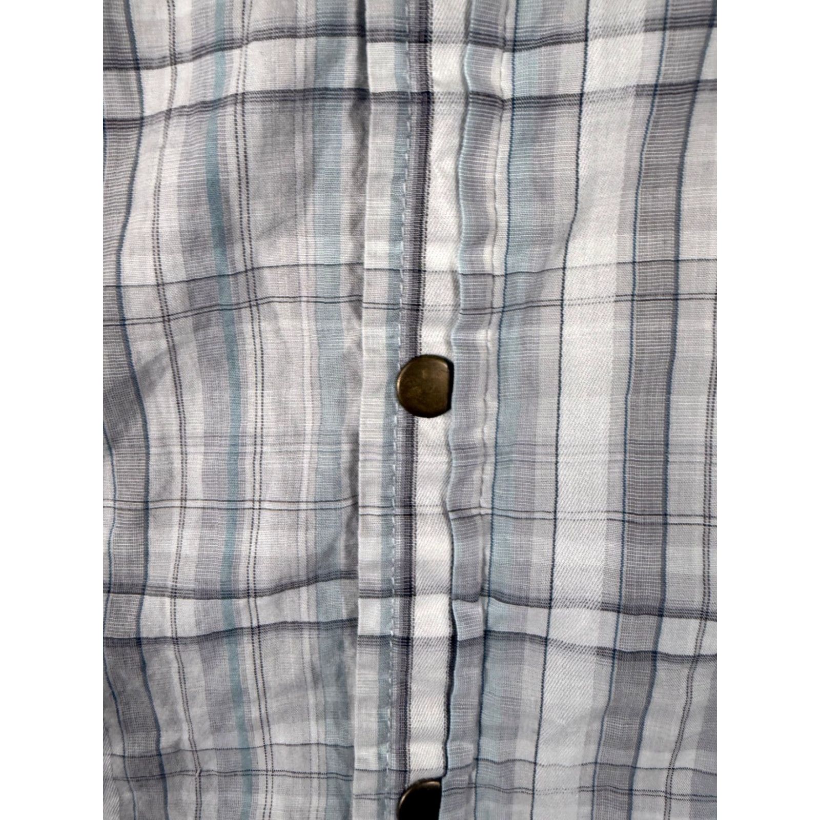 Guess Guess Western Shirt Mens M Gray Plaid Embroidered Snap Front Long Sleeve Cowboy Flap Pockets Size US M / EU 48-50 / 2 - 7 Thumbnail