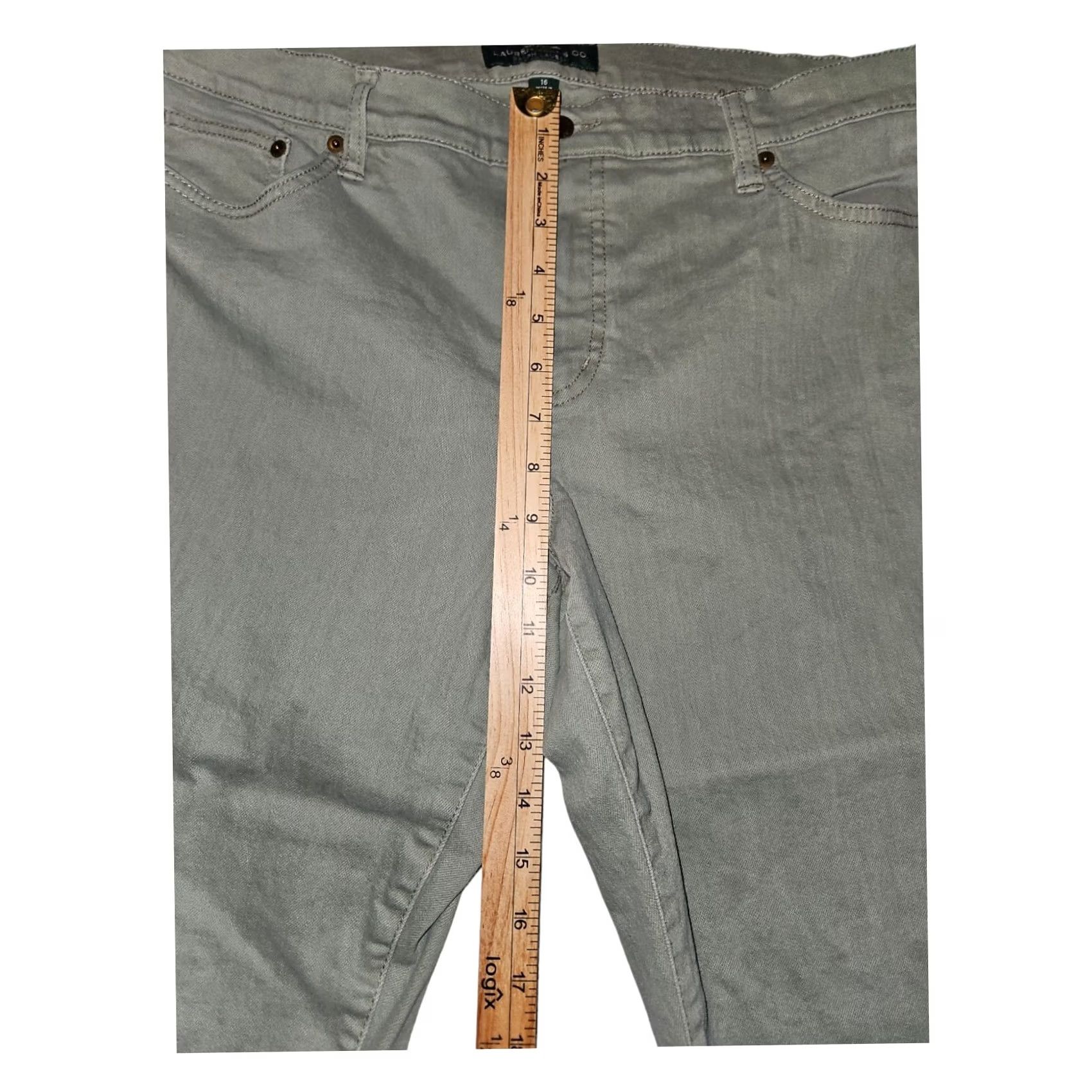 CO Lauren Jeans Co Women's Green Modern Straight Cropped Denim Jeans Size 16 Size 38" / US 16 / IT 52 - 4 Thumbnail