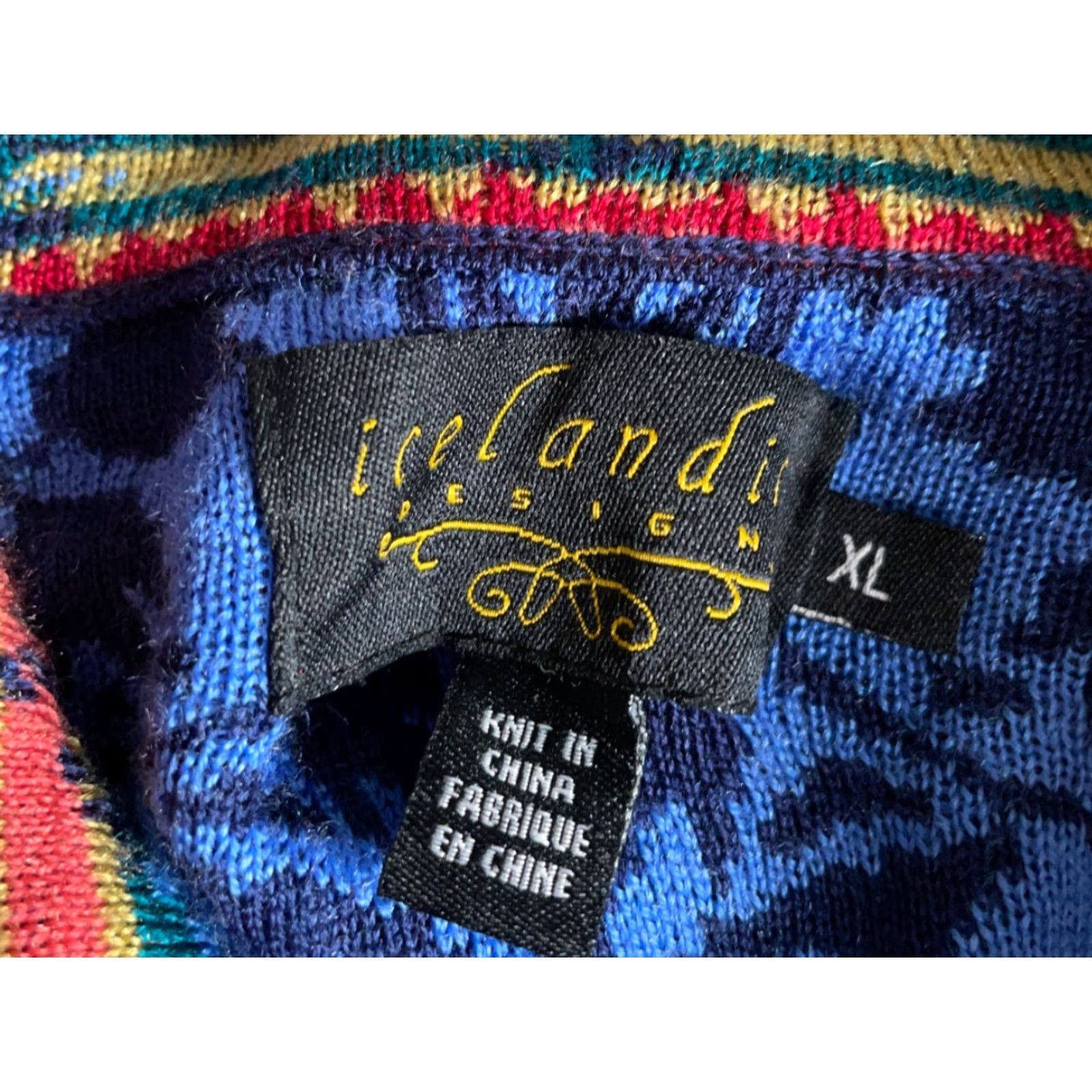 Vintage VINTAGE Icelandic Design Blue Abstract Zip Cardigan Women's XL Lightweight Wool Blend Long Sleeve Collared Knit 90s Preppy Ski Size XL / US 12-14 / IT 48-50 - 3 Thumbnail