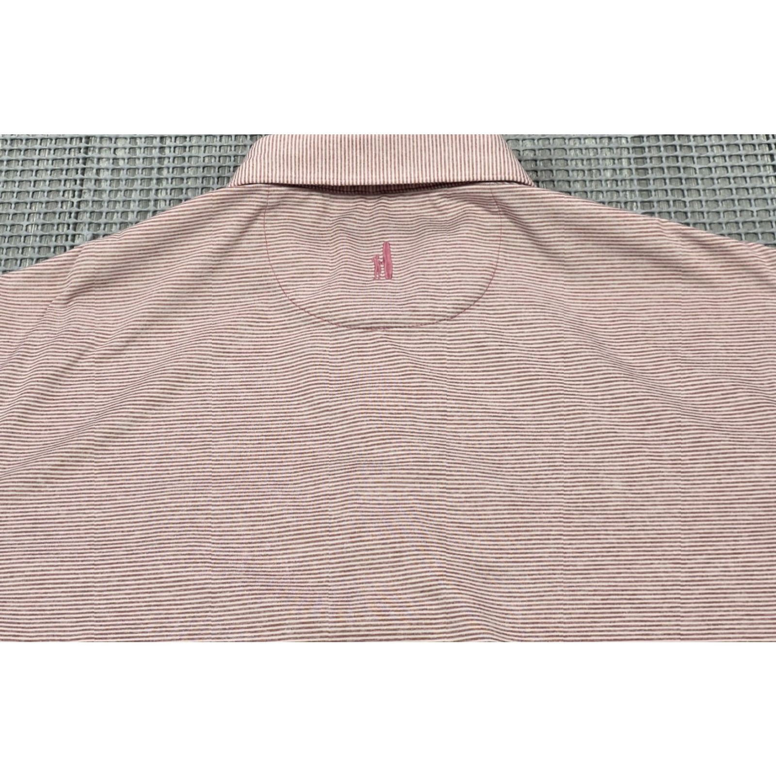 johnnie-O Johnnie O Performance Golf Polo Shirt Mens M Pink White Stripe Short sleeve Size US M / EU 48-50 / 2 - 6 Thumbnail