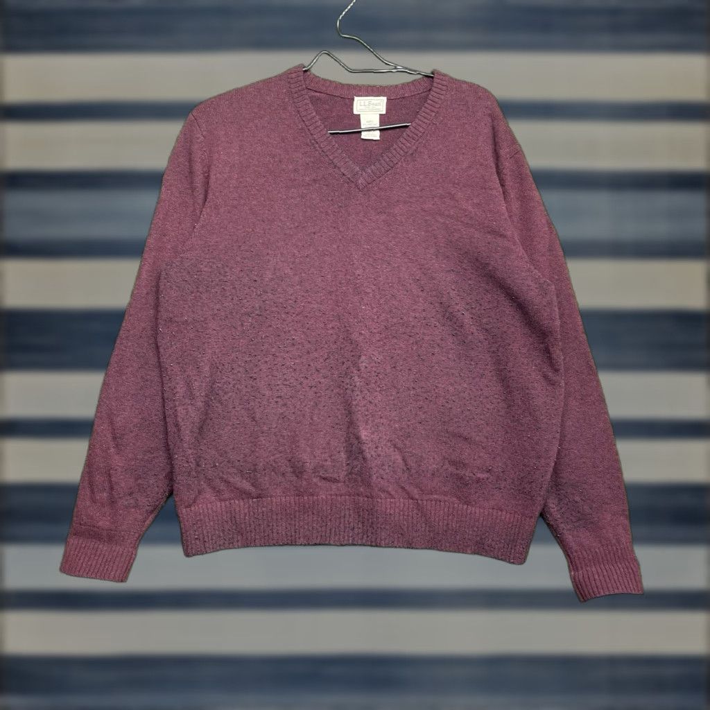 Vintage VINTAGE L.L. Bean Sweater Pullover Turtleneck Knit Mens Medium Maroon/Purple Lambswool 90s Preppy Knitwear Size US M / EU 48-50 / 2 - 1 Thumbnail