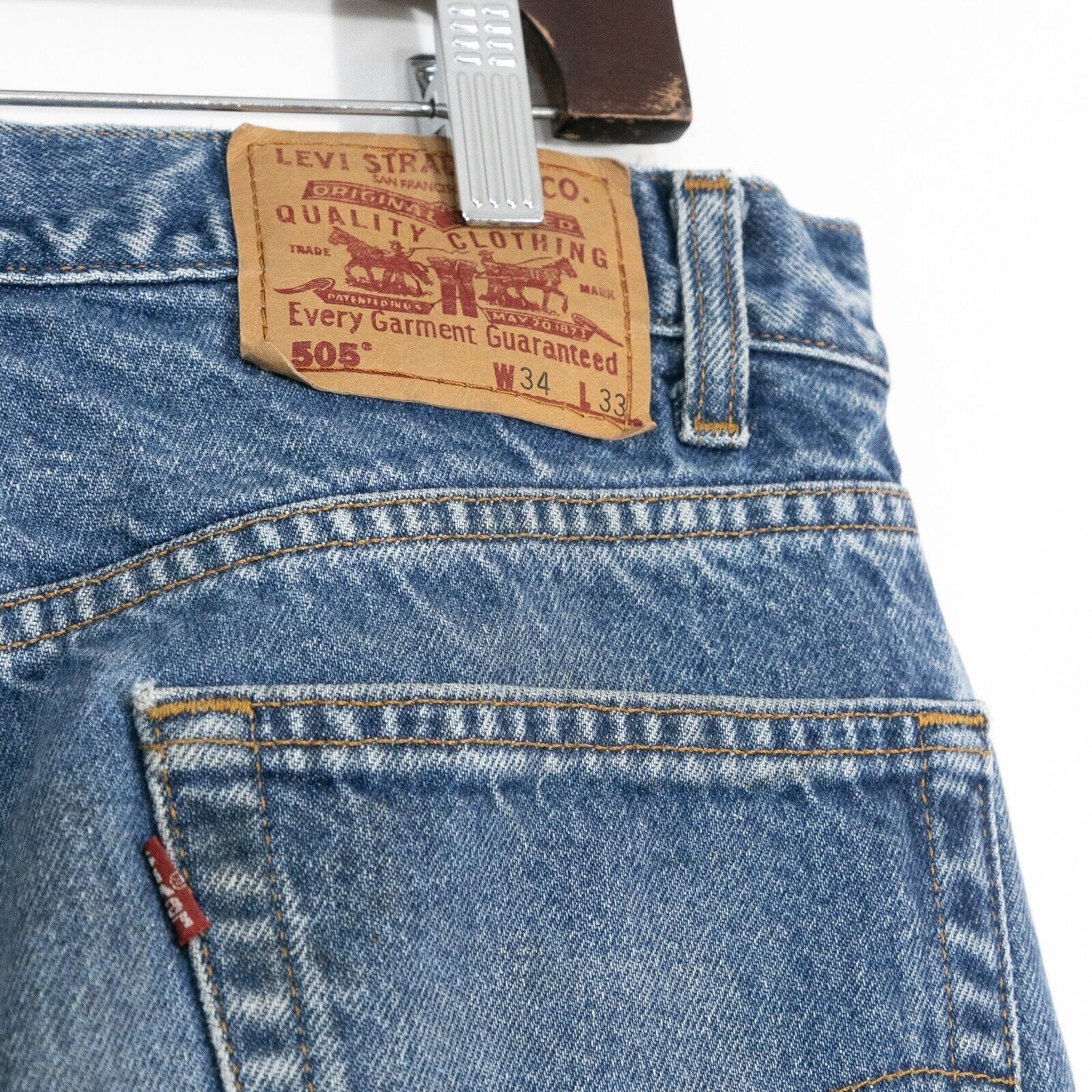 Levi's Vintage 90s Levis 505 Jeans 33x32 Faded Distressed Straight Size US 33 - 9 Thumbnail
