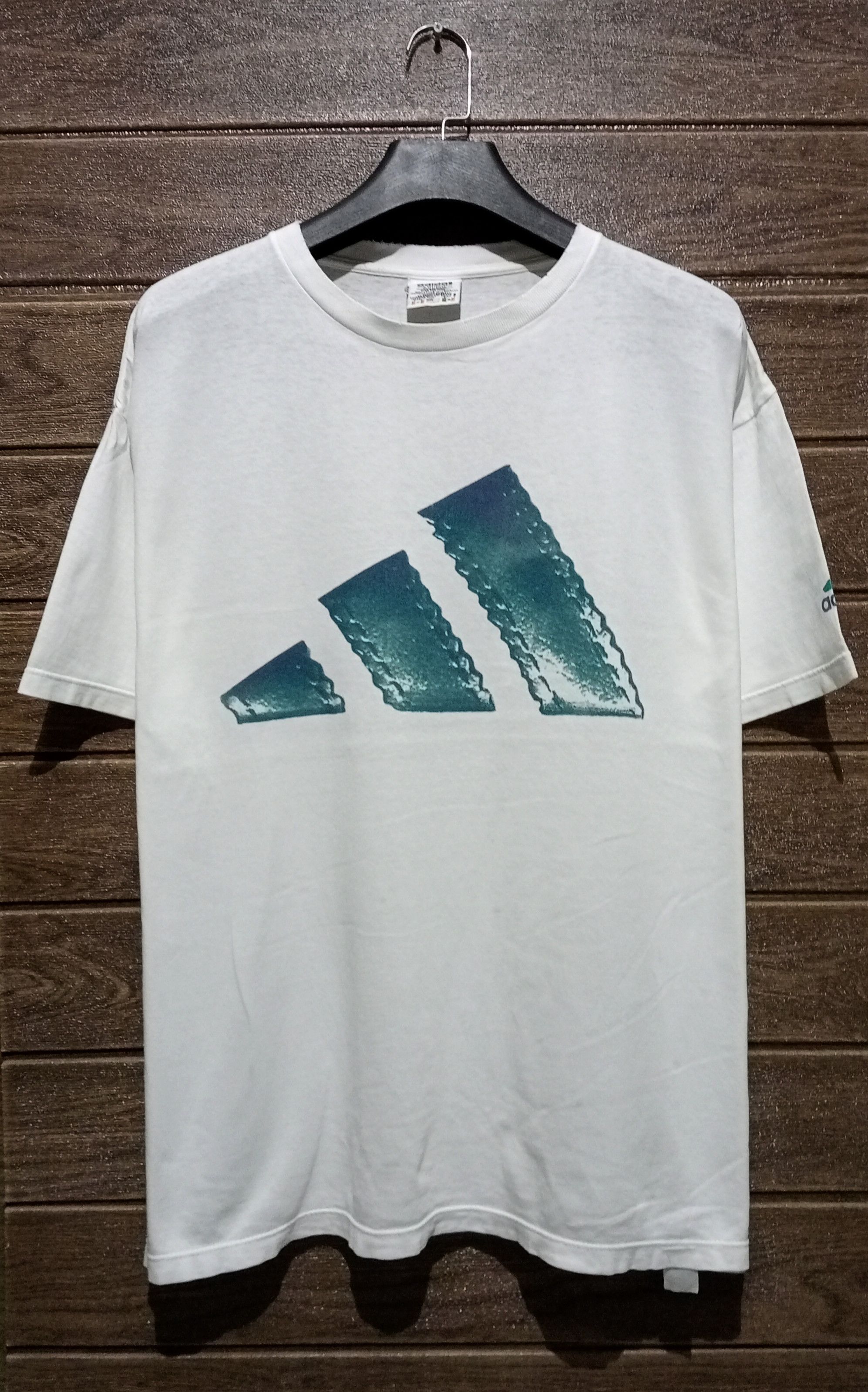 Adidas Vintage '90s Distressed Adidas Big Logo Tee USA Size US L / EU 52-54 / 3 - 1 Thumbnail