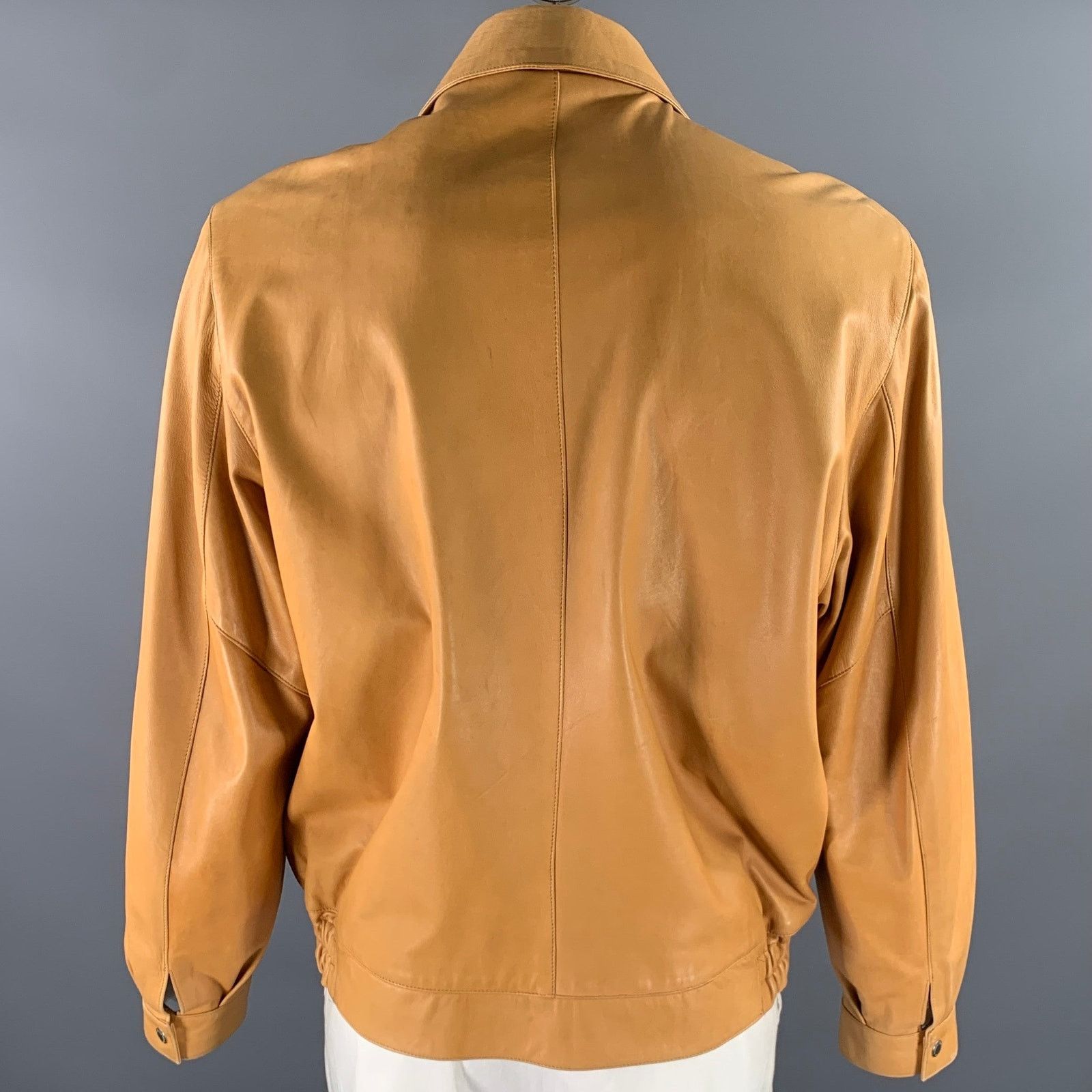 Other SCUOLA DEL CUOIO Size XL Camel Leather Bomber Jacket Size US XL / EU 56 / 4 - 4 Thumbnail