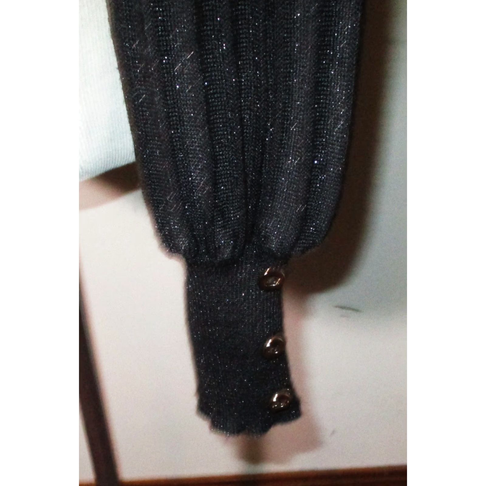Nanette Lepore NANETTE LEPORE Black Lurex Heavy Knit Long Sleeve Top Women's M Blouse Size M / US 6-8 / IT 42-44 - 4 Thumbnail