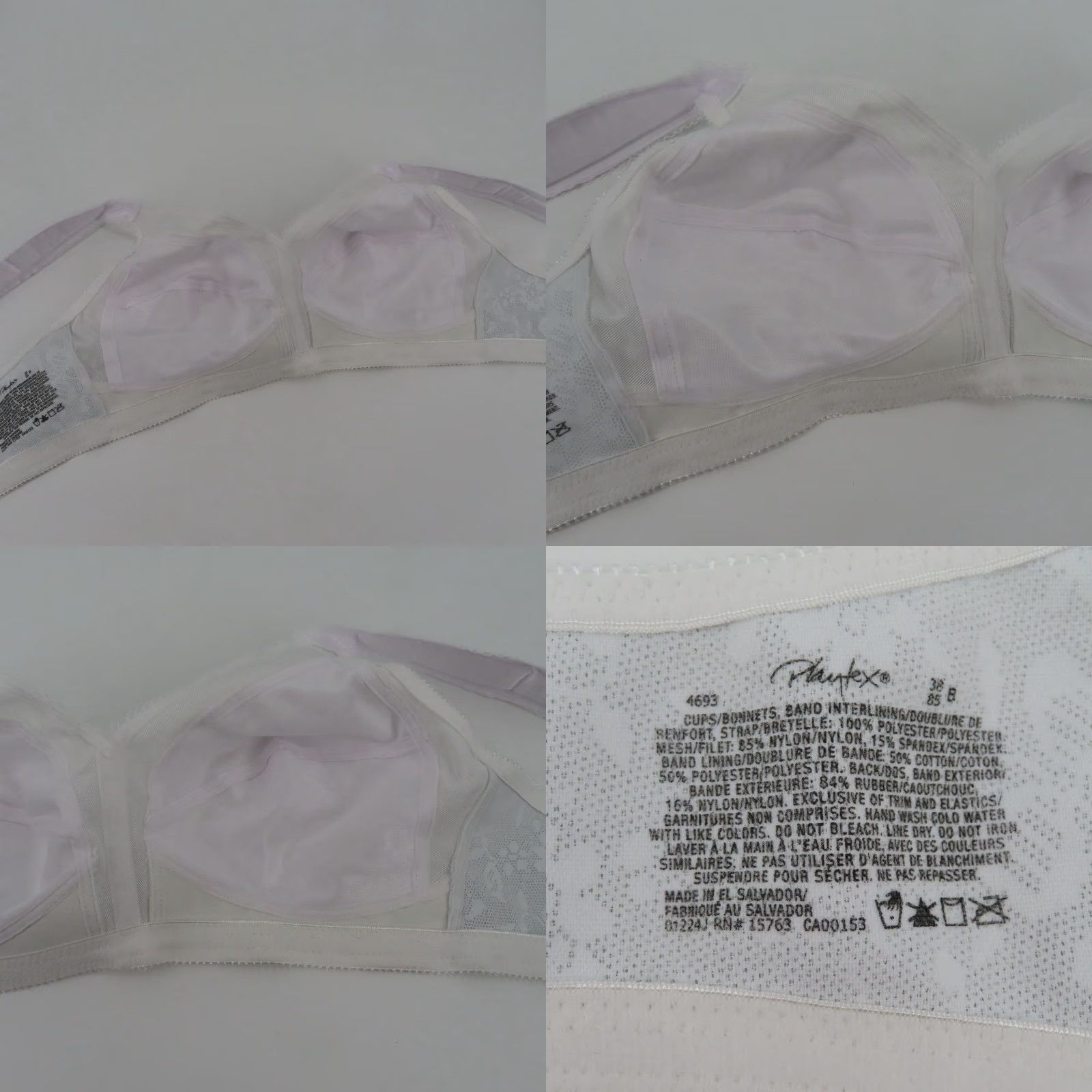 Vintage Playtex 38B Bra 18 Hour Ultimate Shoulder Comfort Wireless Unlined Wide Straps White Size ONE SIZE - 8 Thumbnail