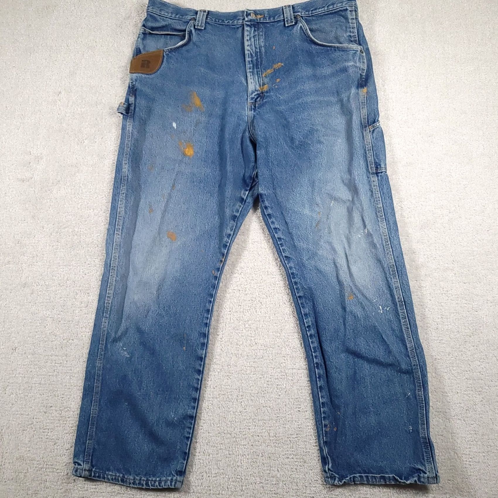 Wrangler VINTAGE Wrangler Riggs Jeans Mens 40x32 Blue Carpenter Workwear Distressed Paint Stains Size US 40 / EU 56 - 2 Thumbnail
