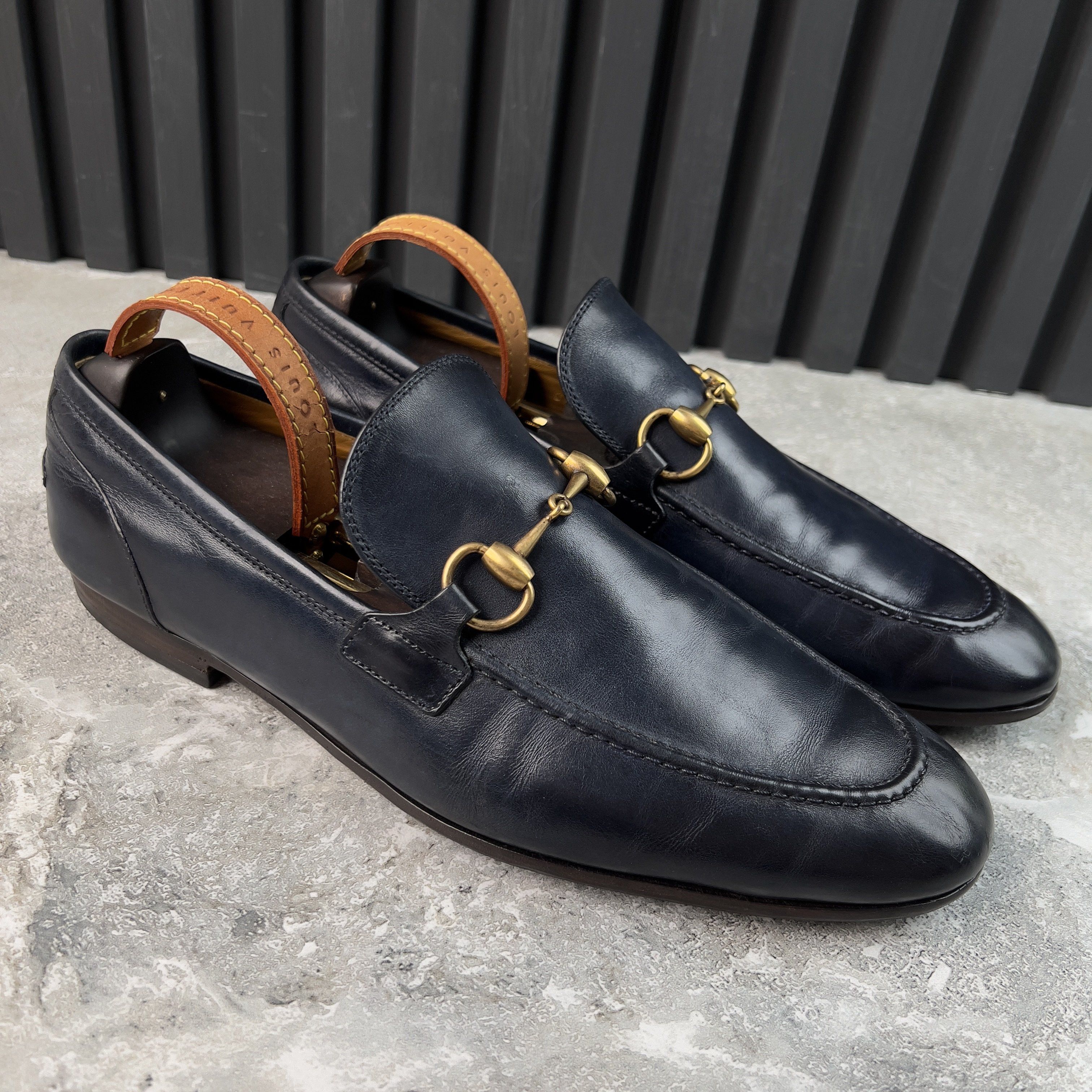 Gucci Jordaan Horsebit Loafers Blue Patina Leather Size US 8 / EU 41 - 4 Thumbnail