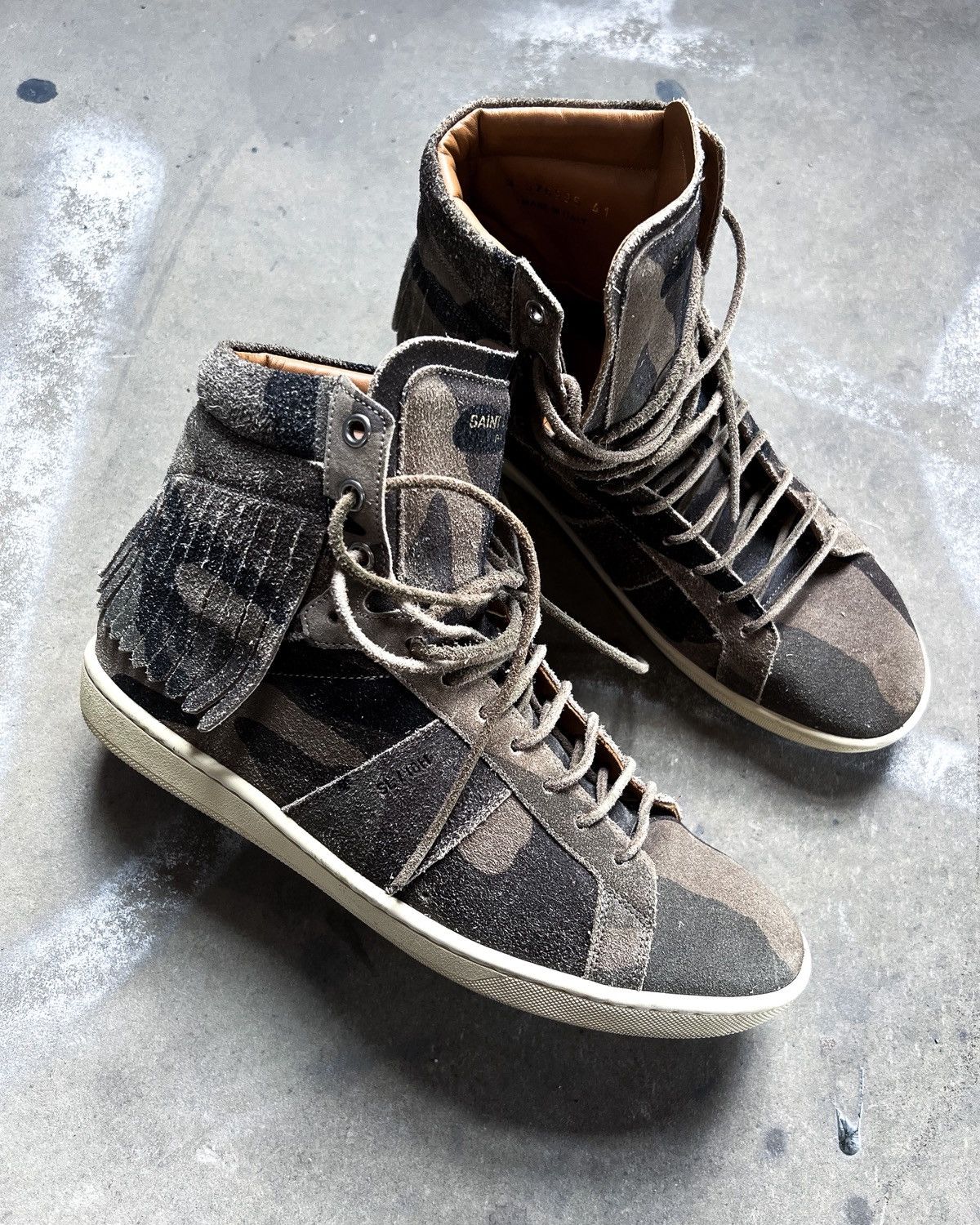 Saint Laurent Paris S/S16 CAMO FRINGE HIGH TOP SL10 Size US 8 / EU 41 - 3 Thumbnail