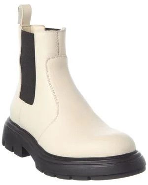 Salvatore Ferragamo o1s1rm0526 Chunky Chelsea Boots in Cream/Black Size US 7 / IT 37 - 2 Thumbnail