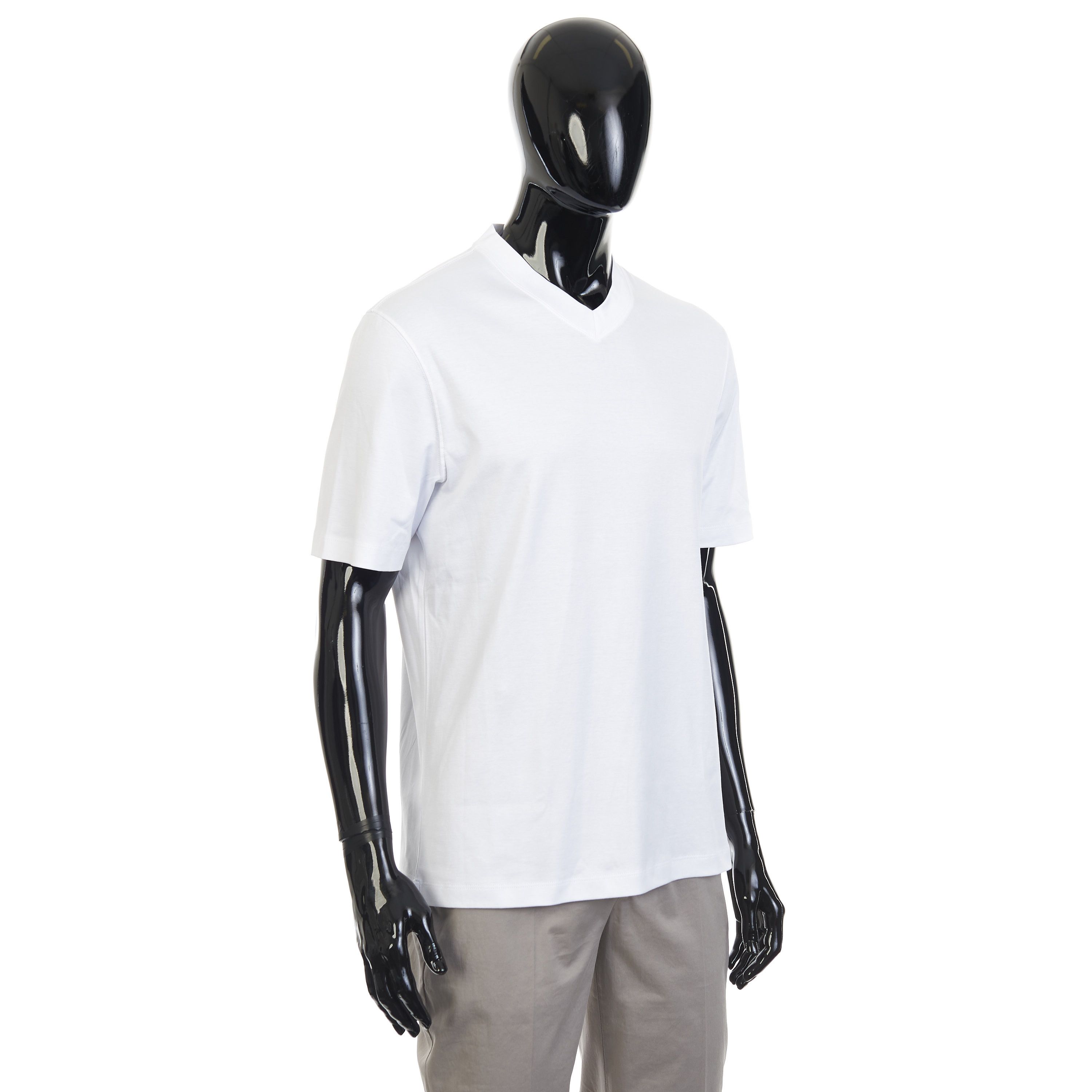 Brunello Cucinelli White Cotton Jersey V-Neck Tshirt Size 3XL Size US XXL / EU 58 / 5 - 8 Thumbnail