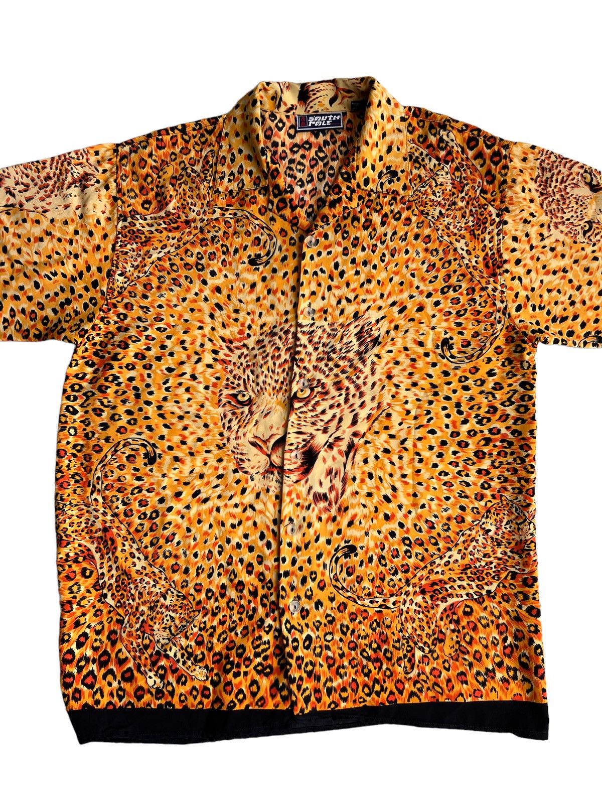 image of Jnco x Southpole Y2K Southpole Tiger Leopard Ovp Motif Oversized Hawaii Shirt in Yellow Gold (Size 