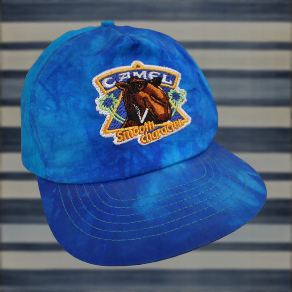 Camel VINTAGE Camel Cigarettes Smooth Character Snapback Hat Men OS Blue Trucker Hat Size ONE SIZE - 1 Thumbnail