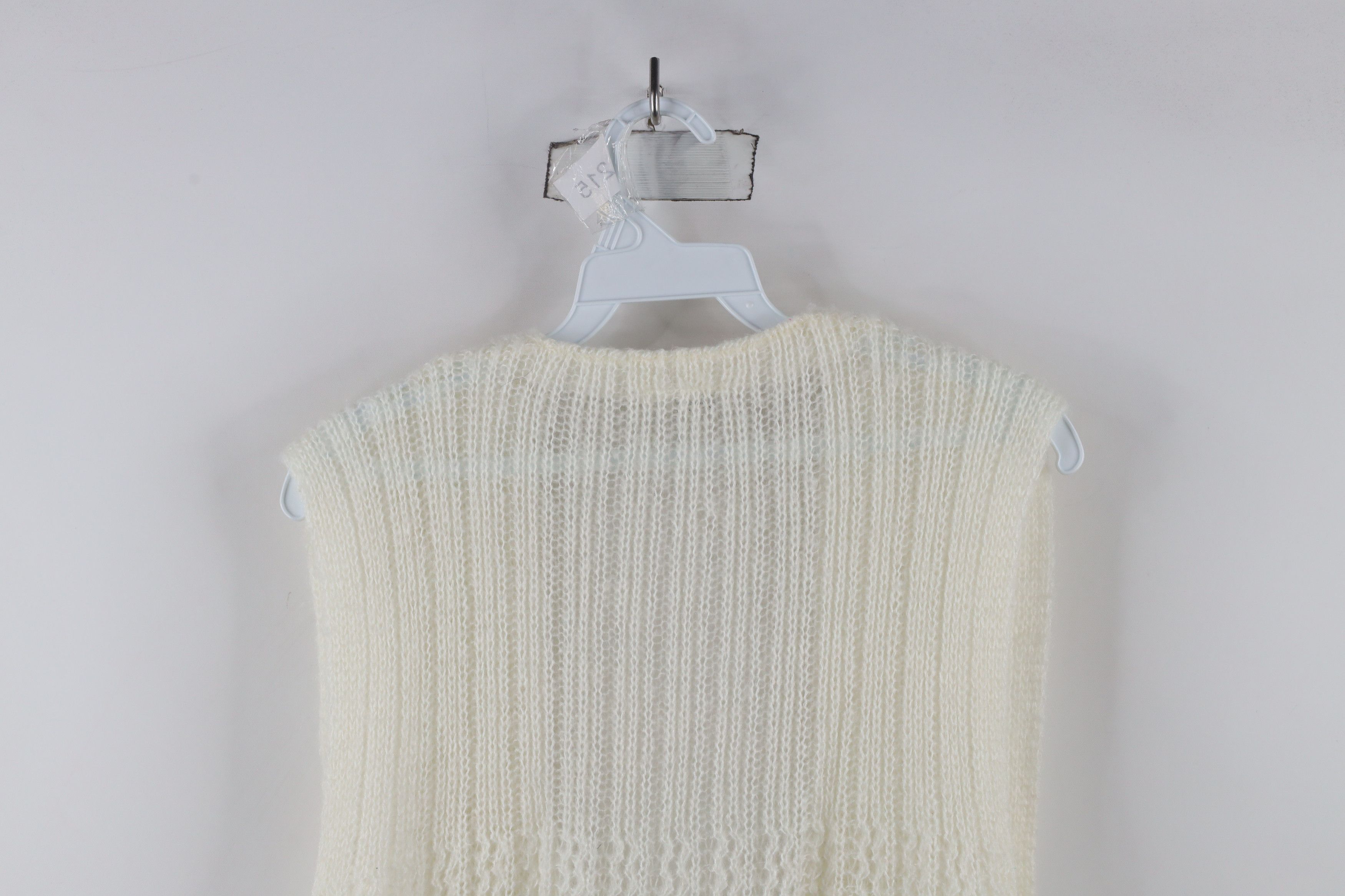 Vintage Vintage 70s Streetwear Tie Front Sweater Vest Cream Japan Size L / US 10 / IT 46 - 9 Thumbnail