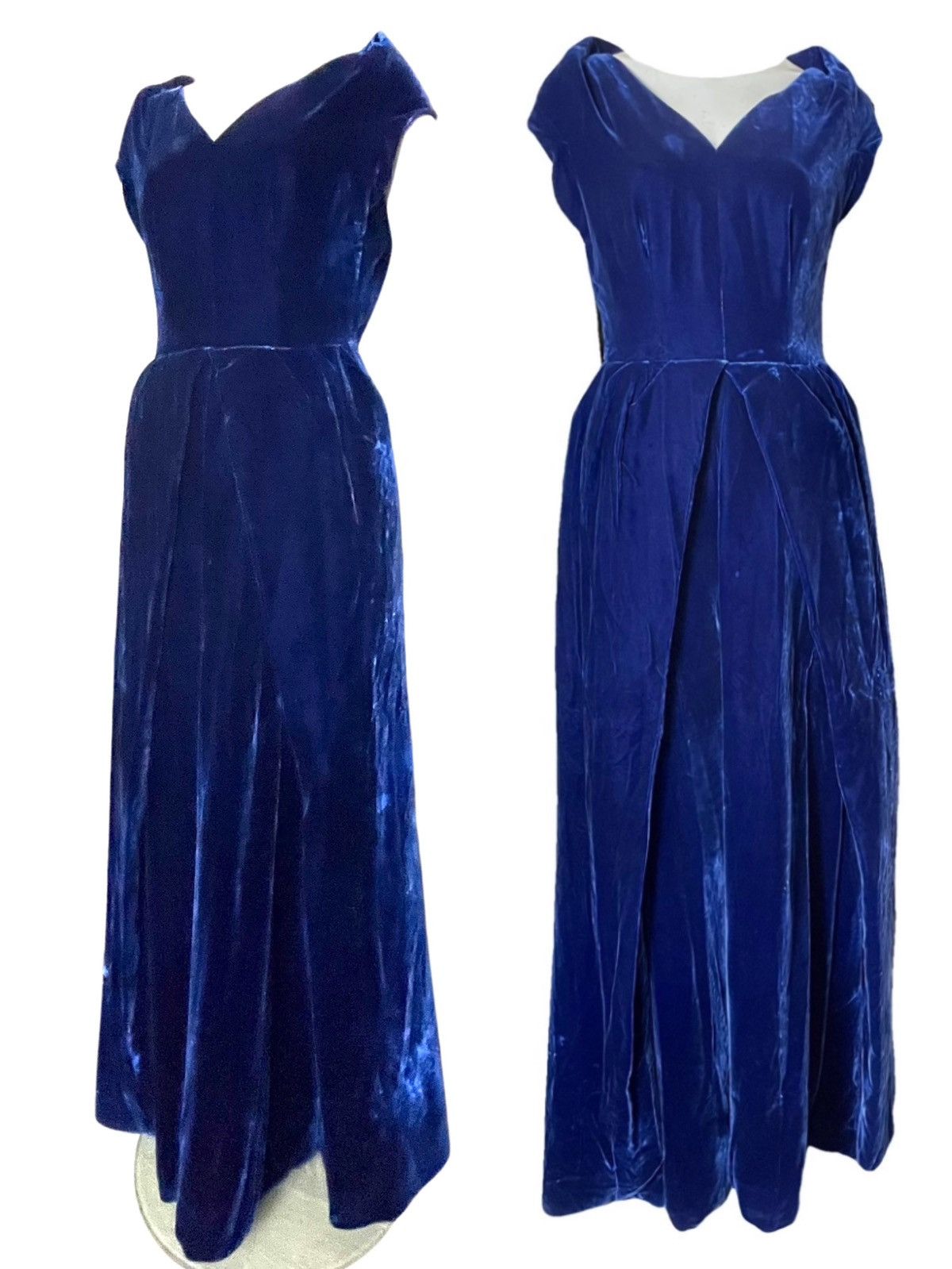 image of Vintage 1950S Jewel Blue Silk Velvet Couture Dress, Women's (Size Small)