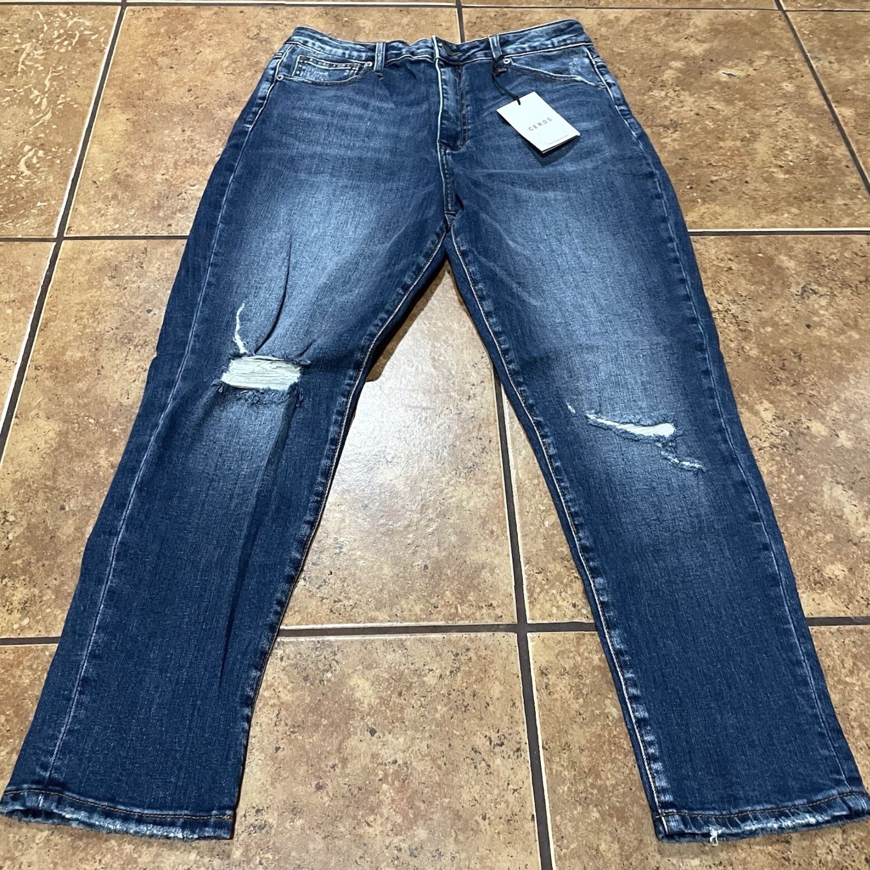 Vintage CEROS Women's Boyfriend Jeans High Rise Medium Blue Size 31 NWT CHB4018 Size 24" / US 00 / IT 34 - 2 Thumbnail